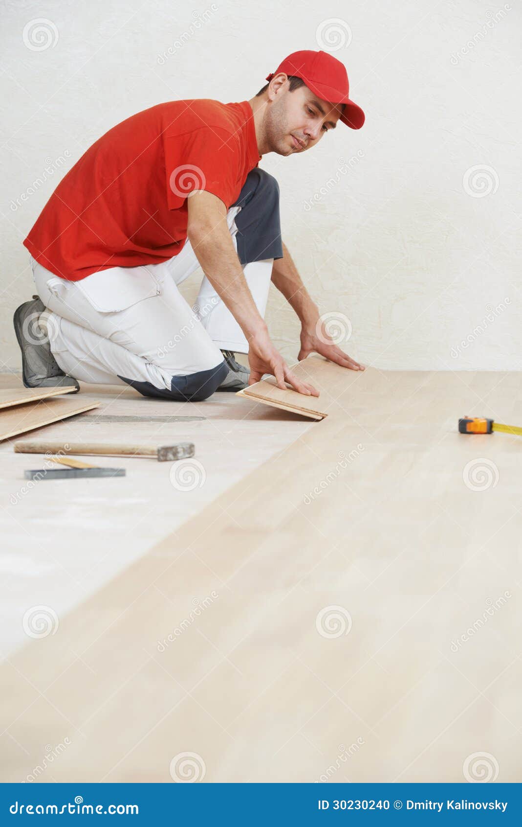 Carpenter Worker Joining Parket Floor Stock Photo Image of joiner