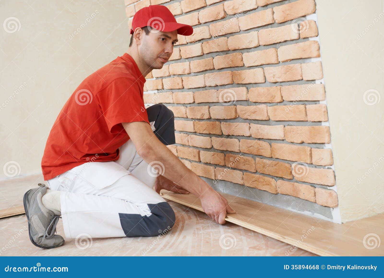 Carpenter Worker Joining Parket Floor Stock Photo Image of parquet