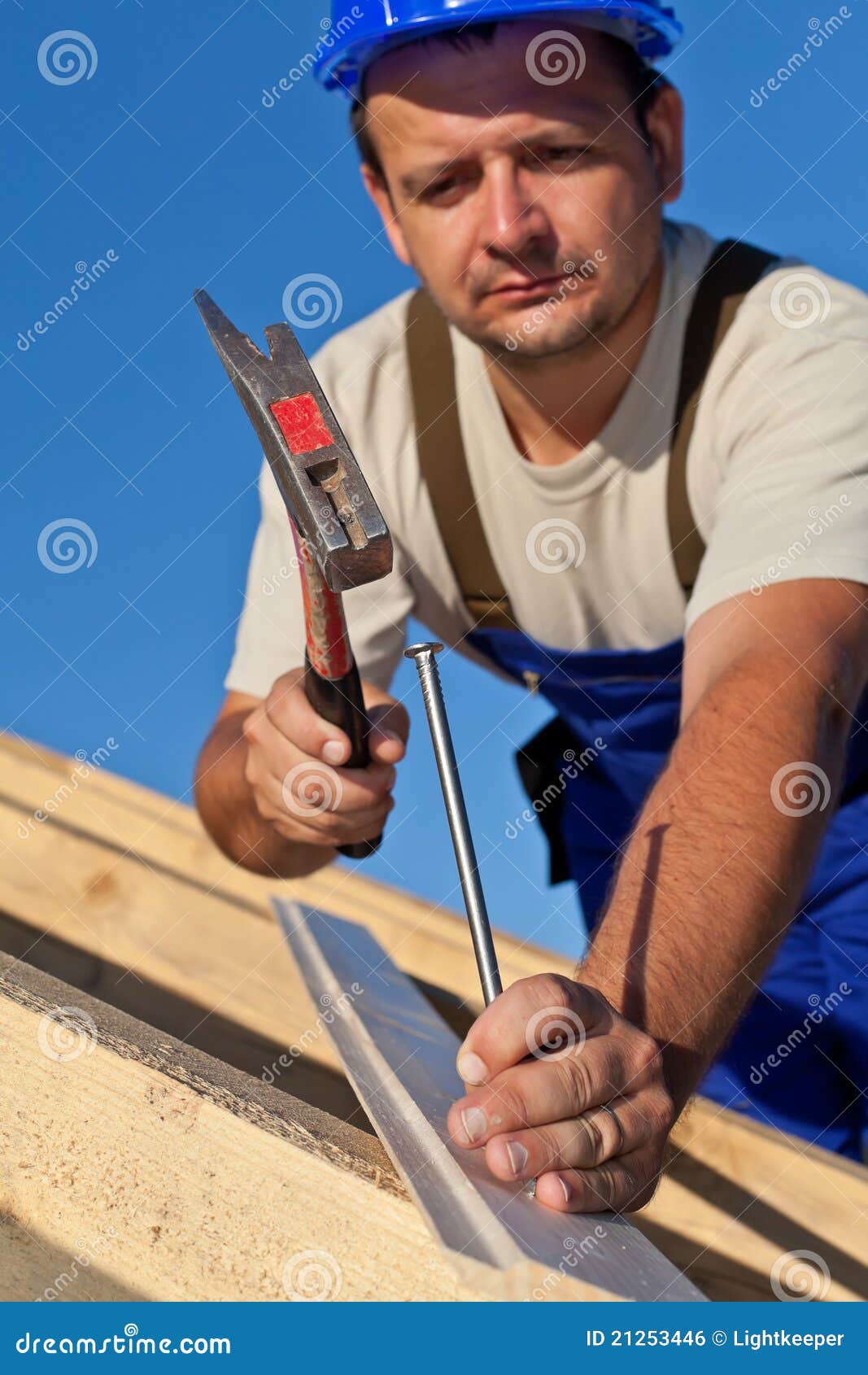 Carpenter Working On The Roof Stock Photo Image 21253446