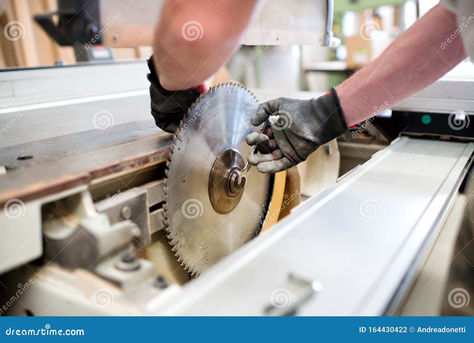 Carpenter in a Changing a Saw Blade Stock Photo Image of