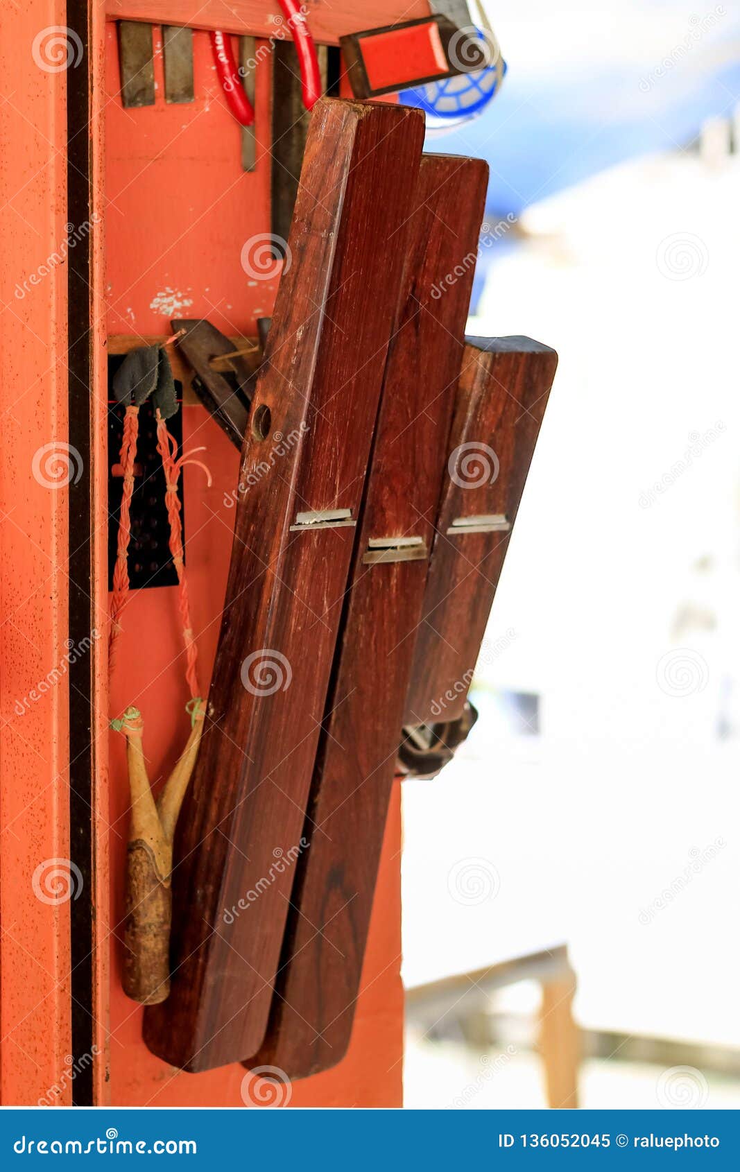 Carpenters are Using Tools with Wood Working Furniture Stock Image