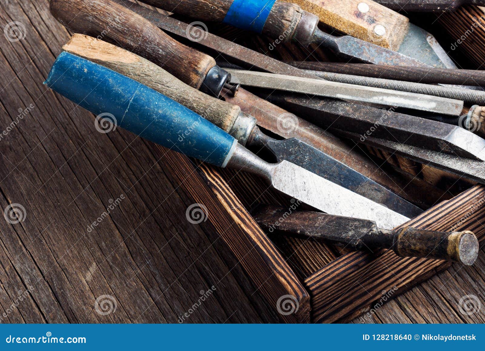 Carpentry hand tools set stock photo. Image of manual 128218640