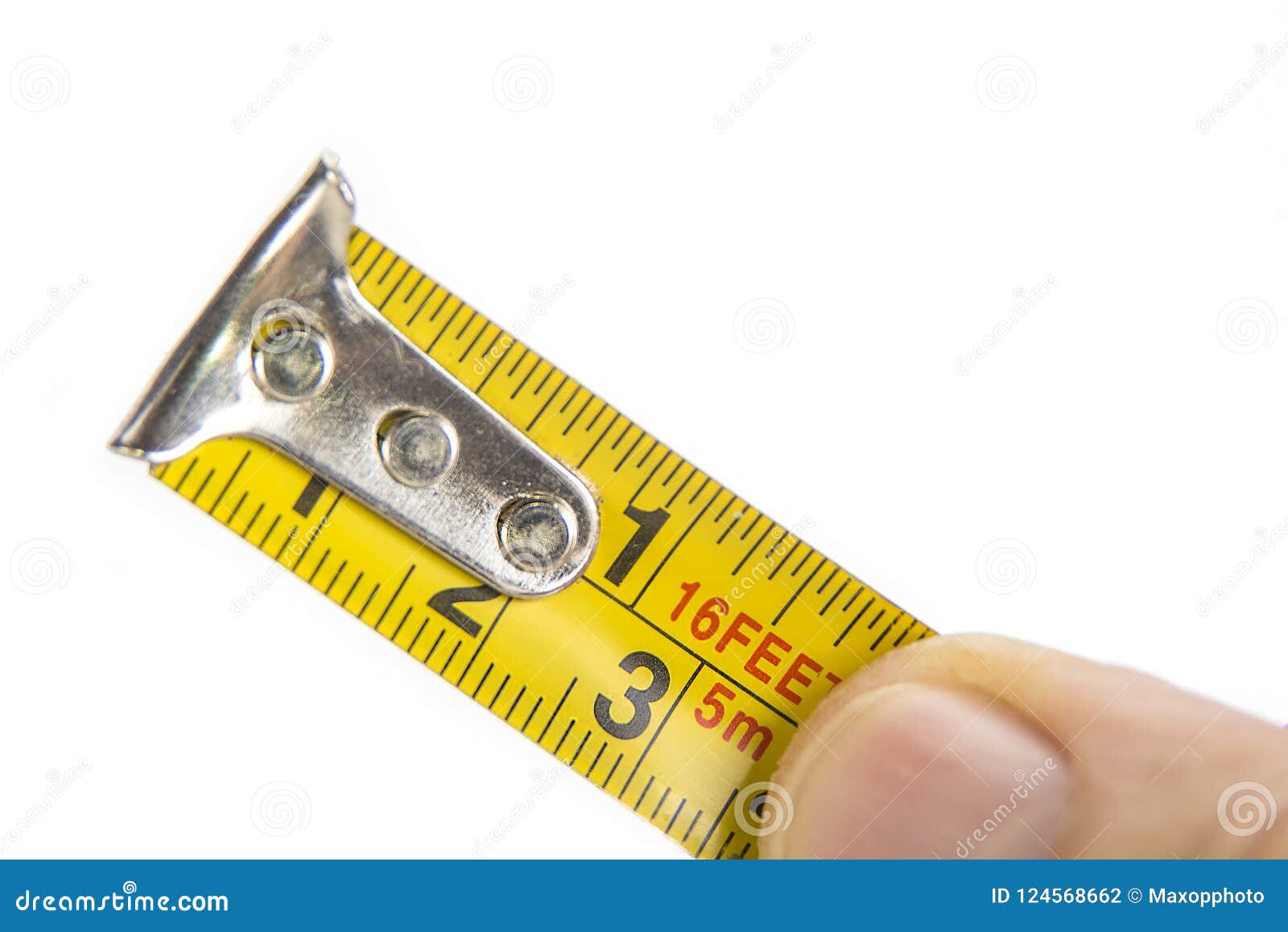 Carpentry Tape Meter Closeup on a White. Stock Photo Image of metal