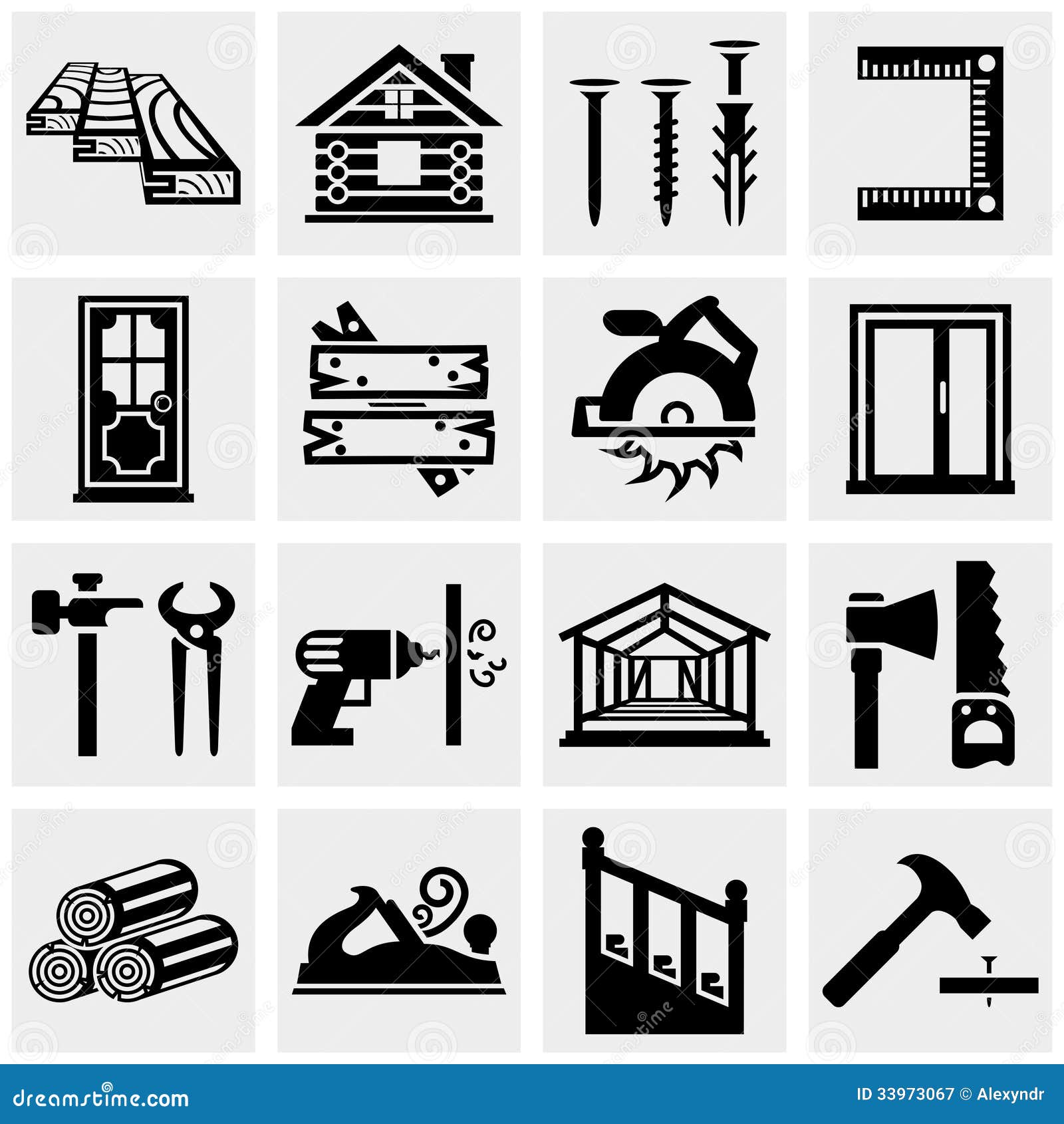 Carpentry Vector Icons Set On Gray Royalty Free Stock ...