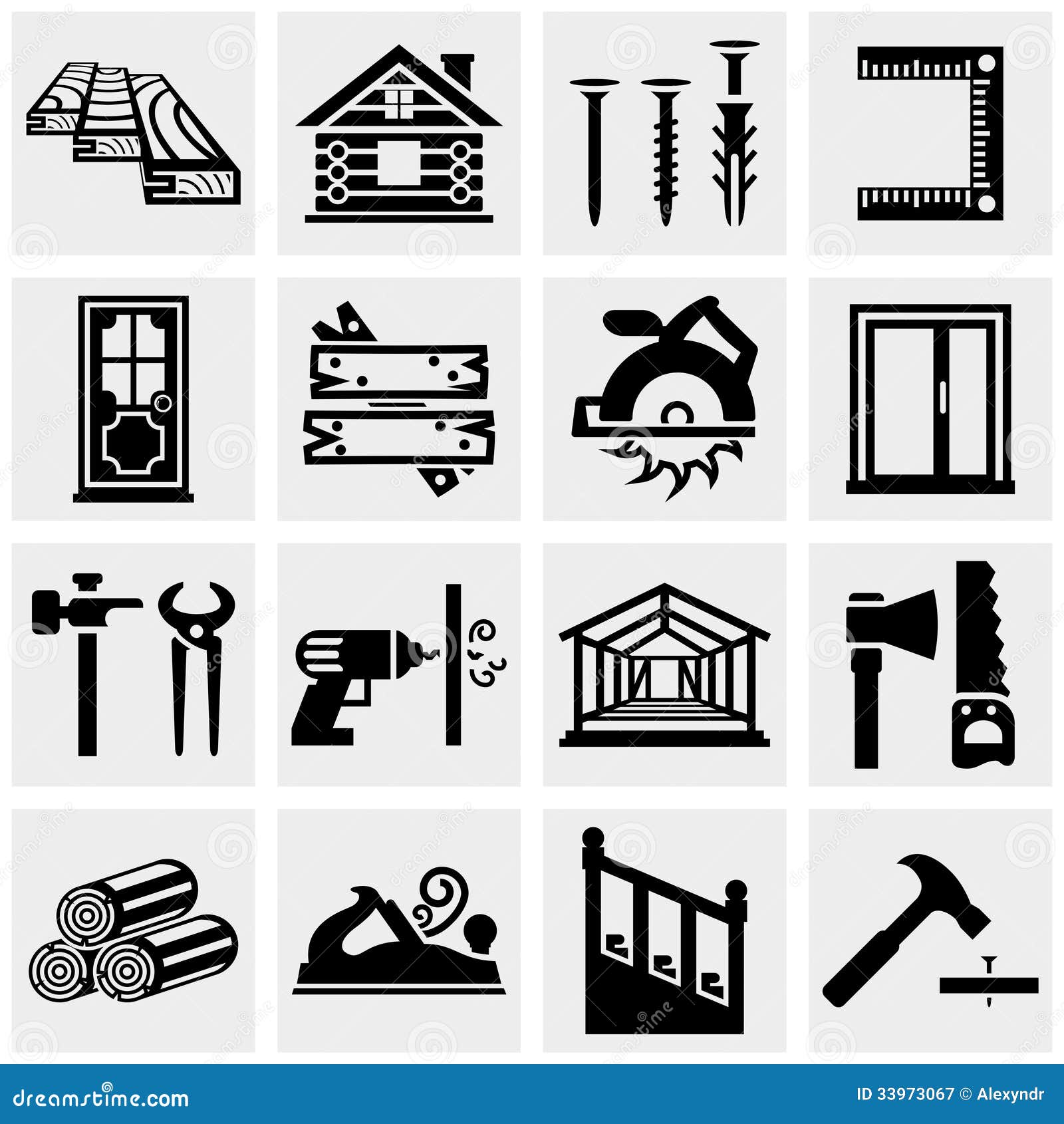 Carpentry Vector Icons Set On Gray Royalty Free Stock ...