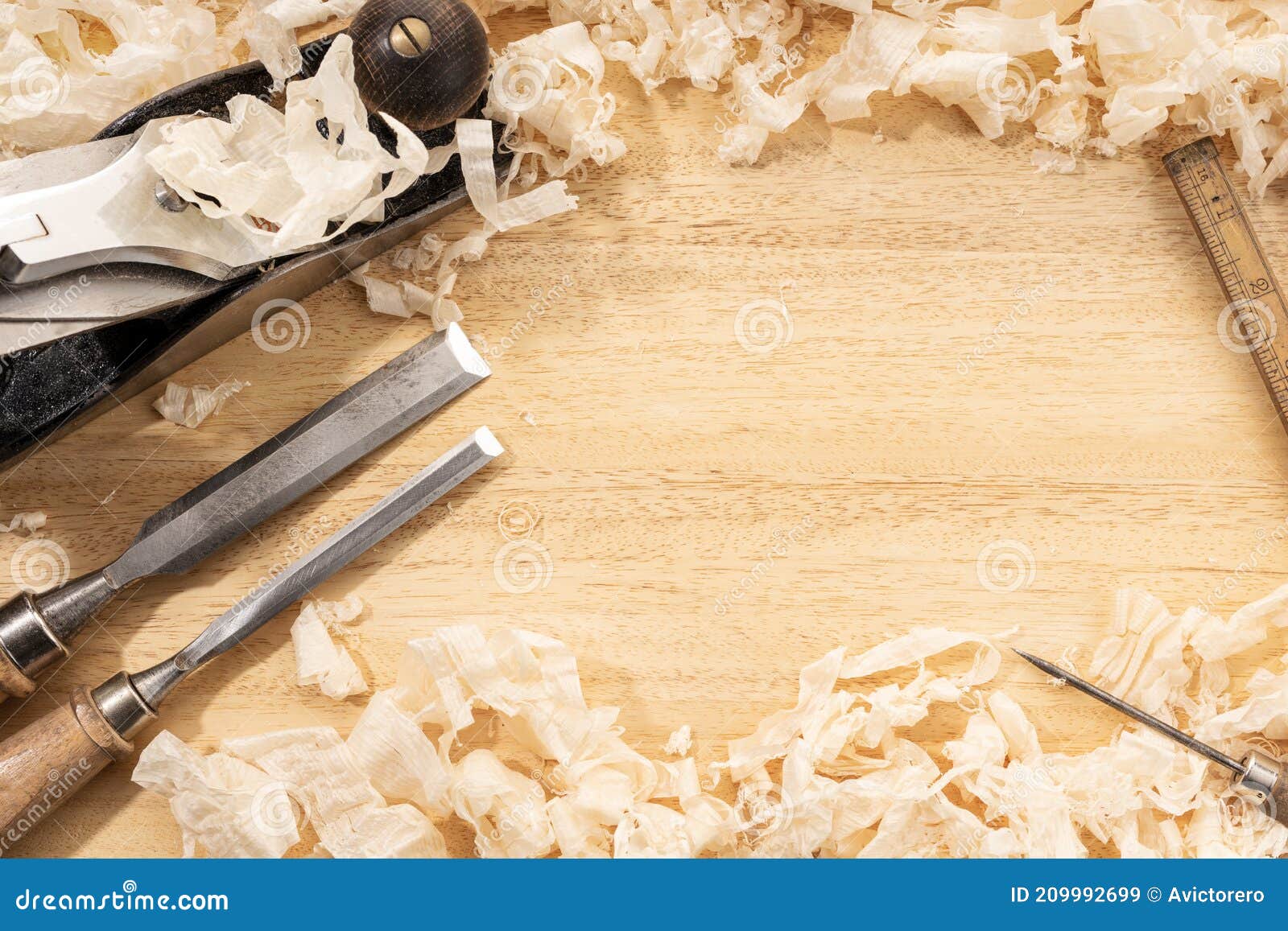 carpentry or woodworking background with copy space