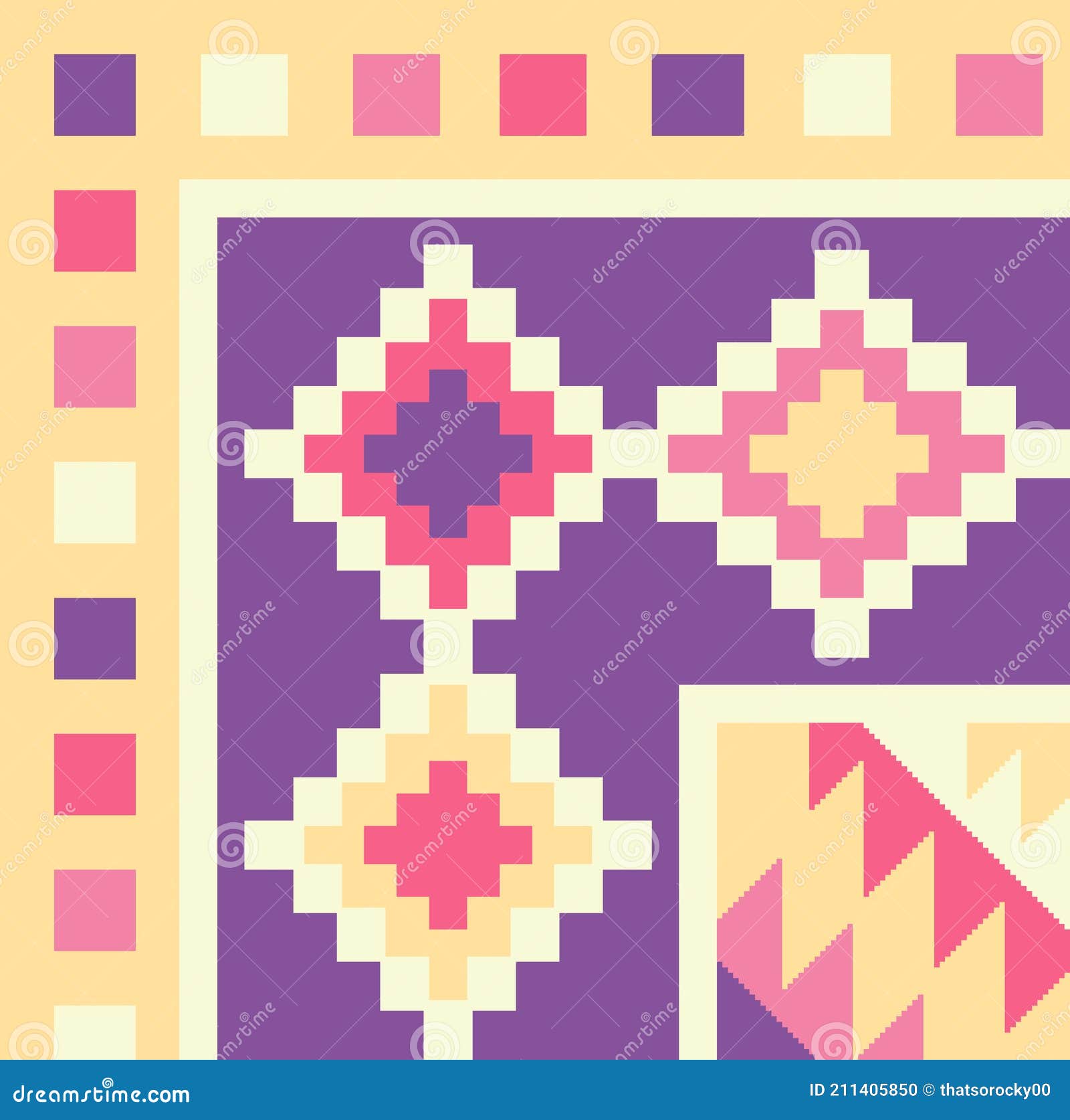 Carpet and Bathmat Boho Style Ethnic Design Pattern with Distressed