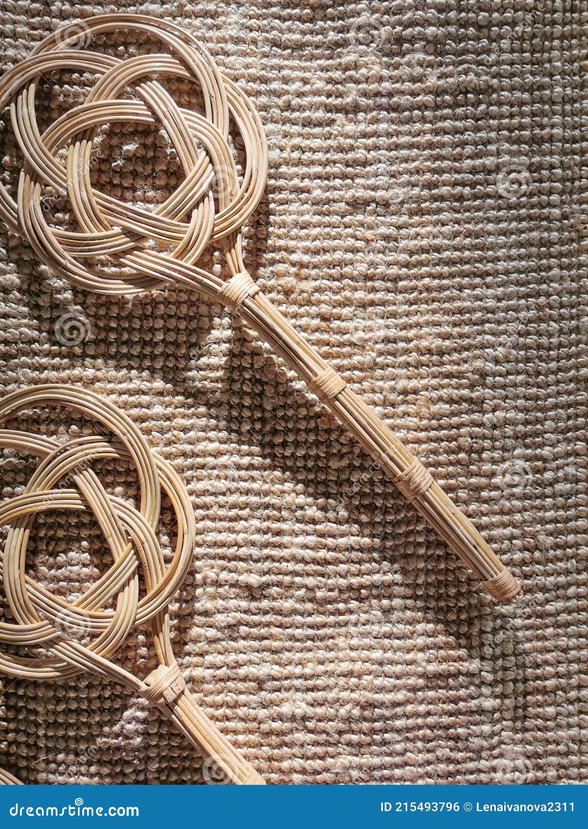 Carpet Beater Lays on a Jute Carpet Stock Photo Image of care