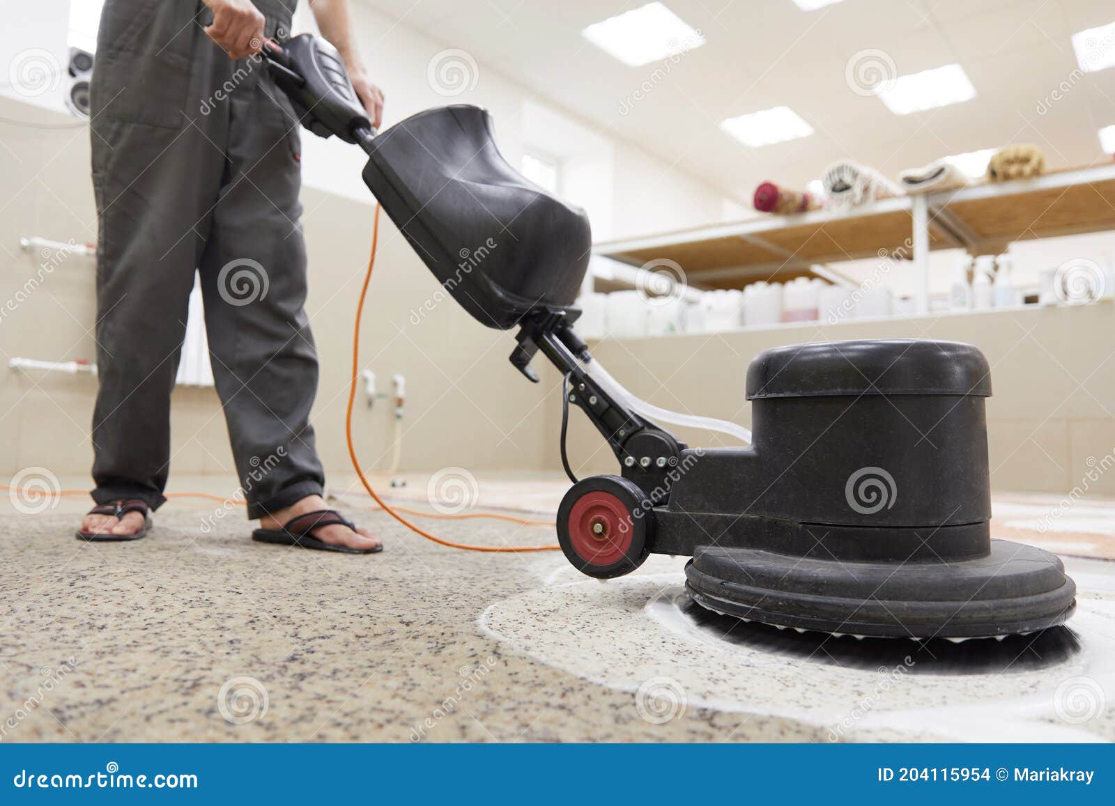 carpet chemical cleaning with professionally disk machine. early spring cleaning or regular clean up.