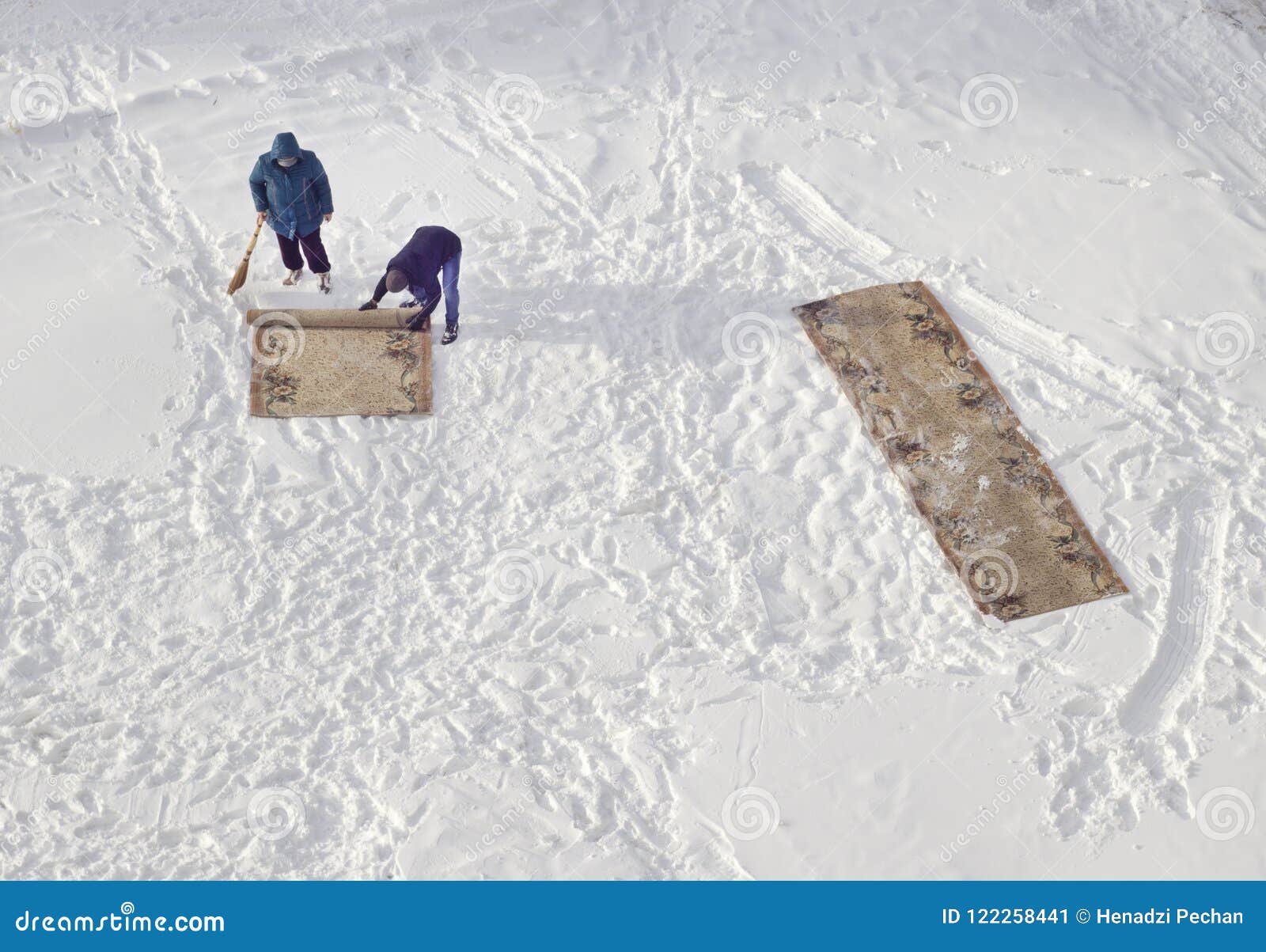 Carpet Cleaning in the Snow Housework Editorial Photo Image of