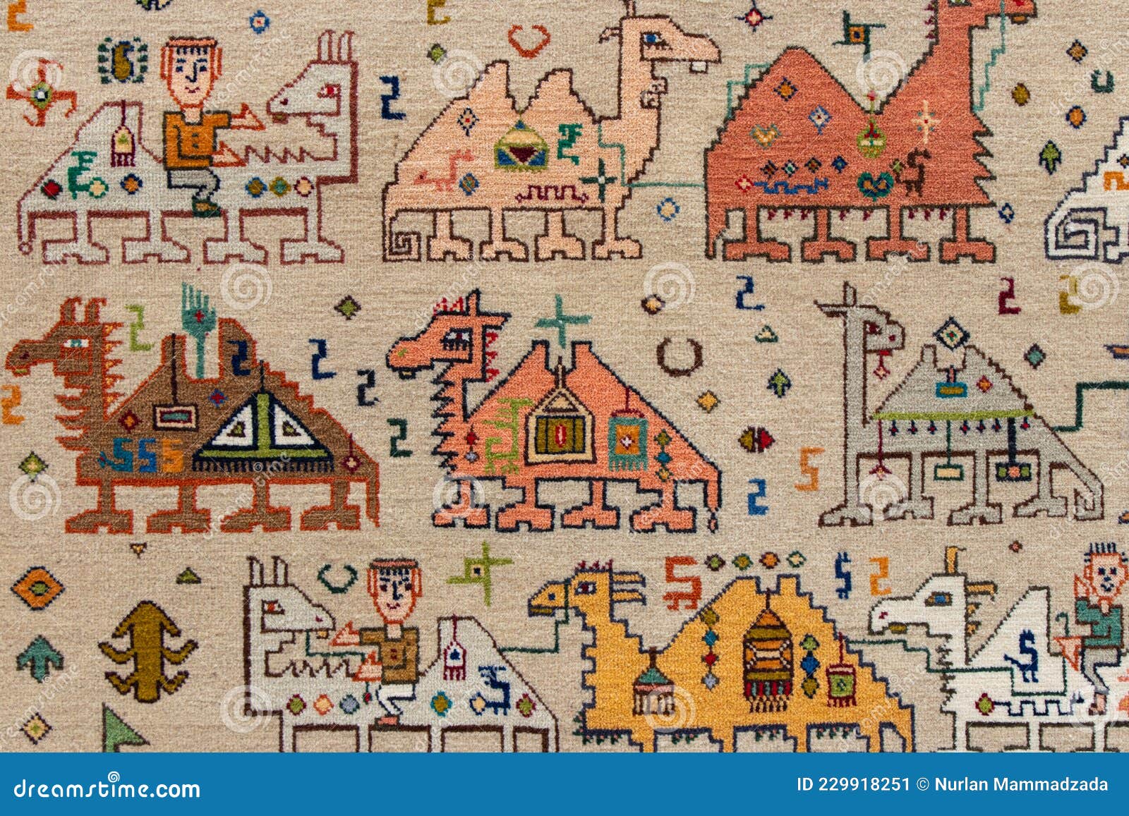 Carpet Pattern with Oriental Motifs. Traditional Azerbaijan Carpet