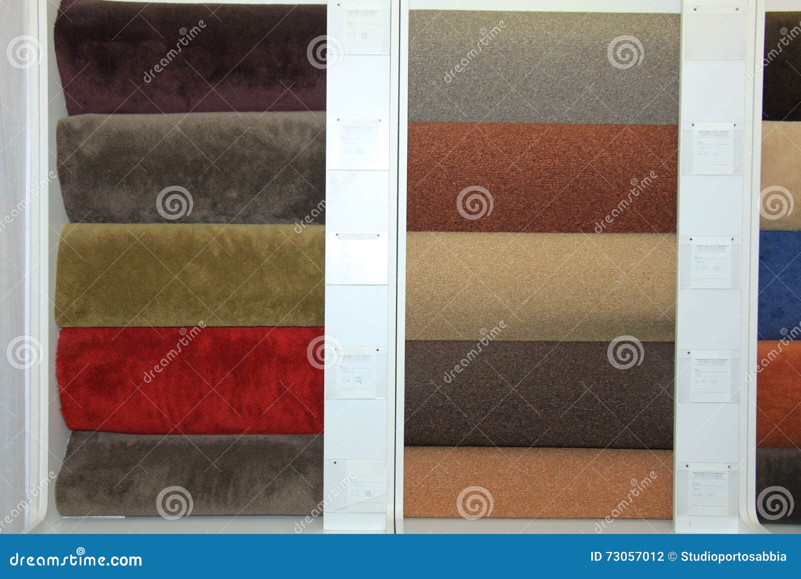 Carpet swatches in a shop stock photo. Image of assortment 73057012