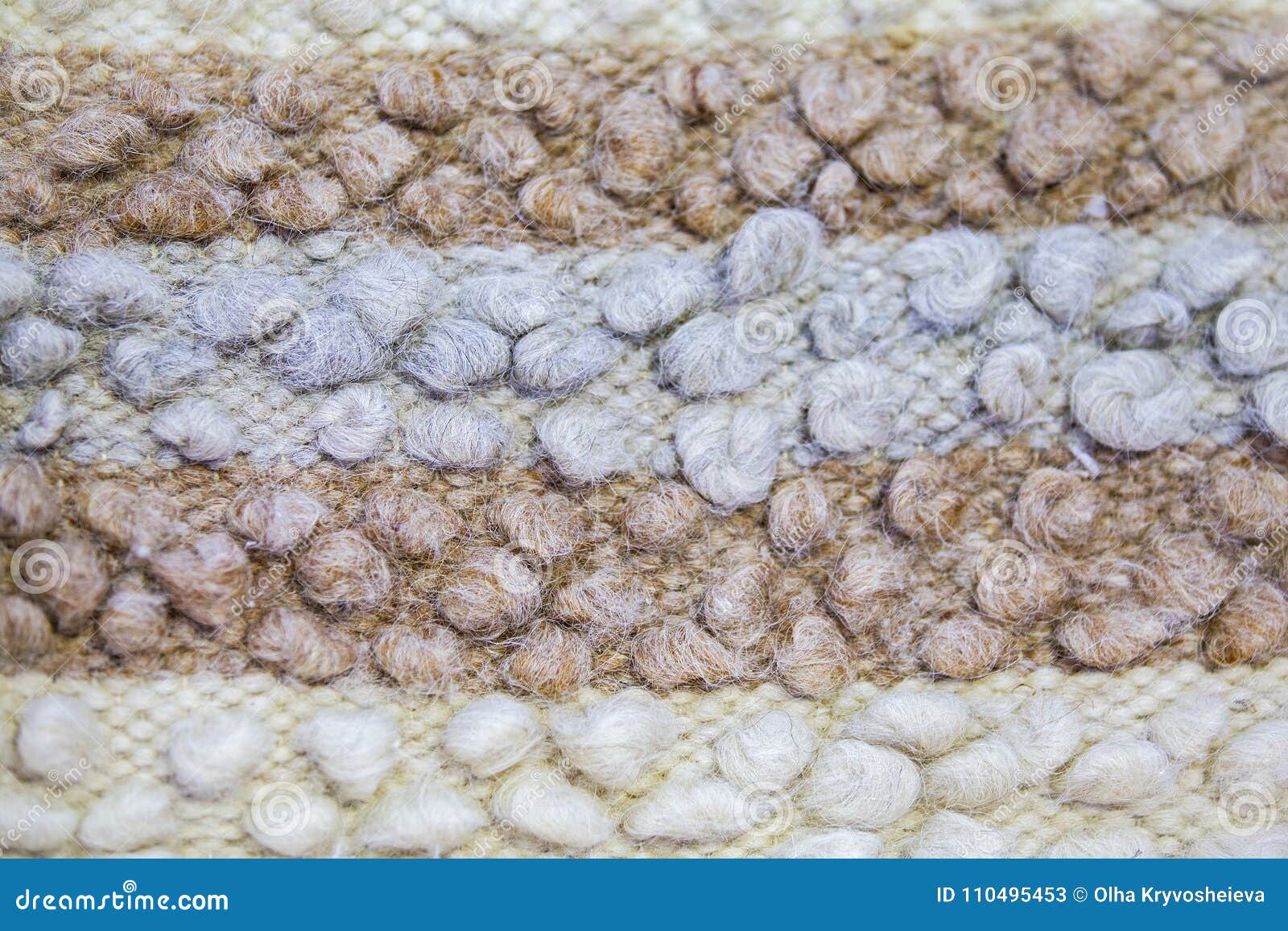 Carpet Texture or Blankets of Sheep`s Wool. White Brown Blue Plaid of