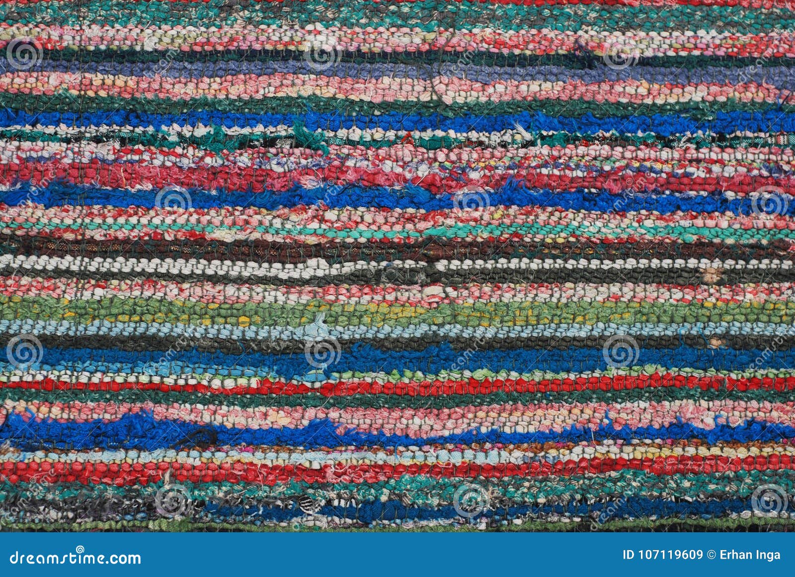 Carpet Texture Made of Recycled Material Strips. Colorful Carpet