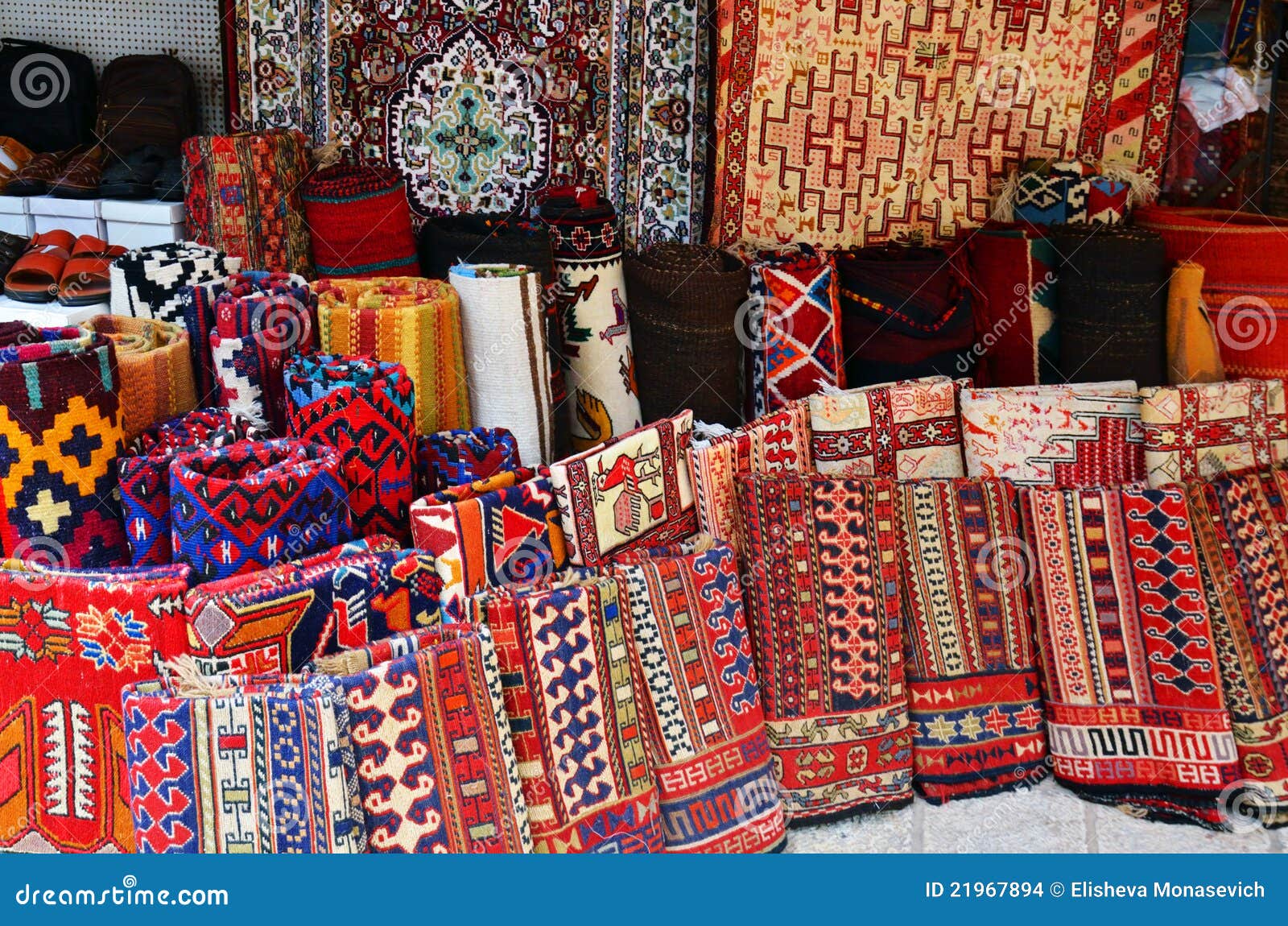 Carpets in the market stock photo. Image of color, arabic 21967894