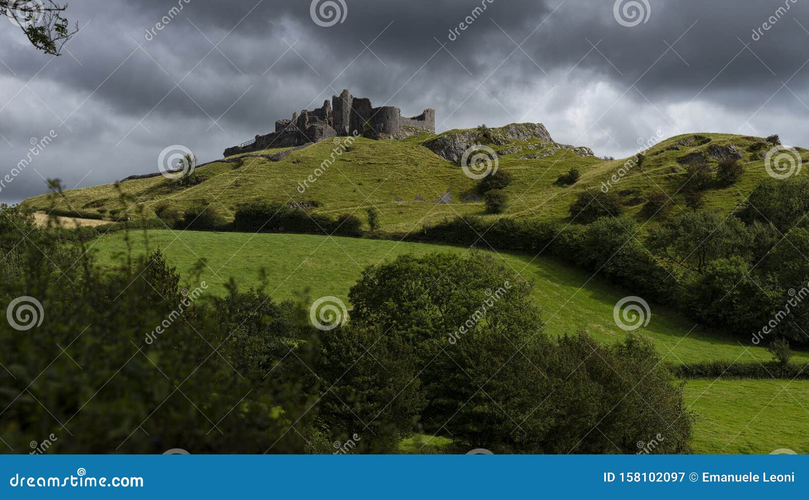 carreg cennen castle sits high on a hill near the river cennen, in the village of trap, four miles south of llandeilo in