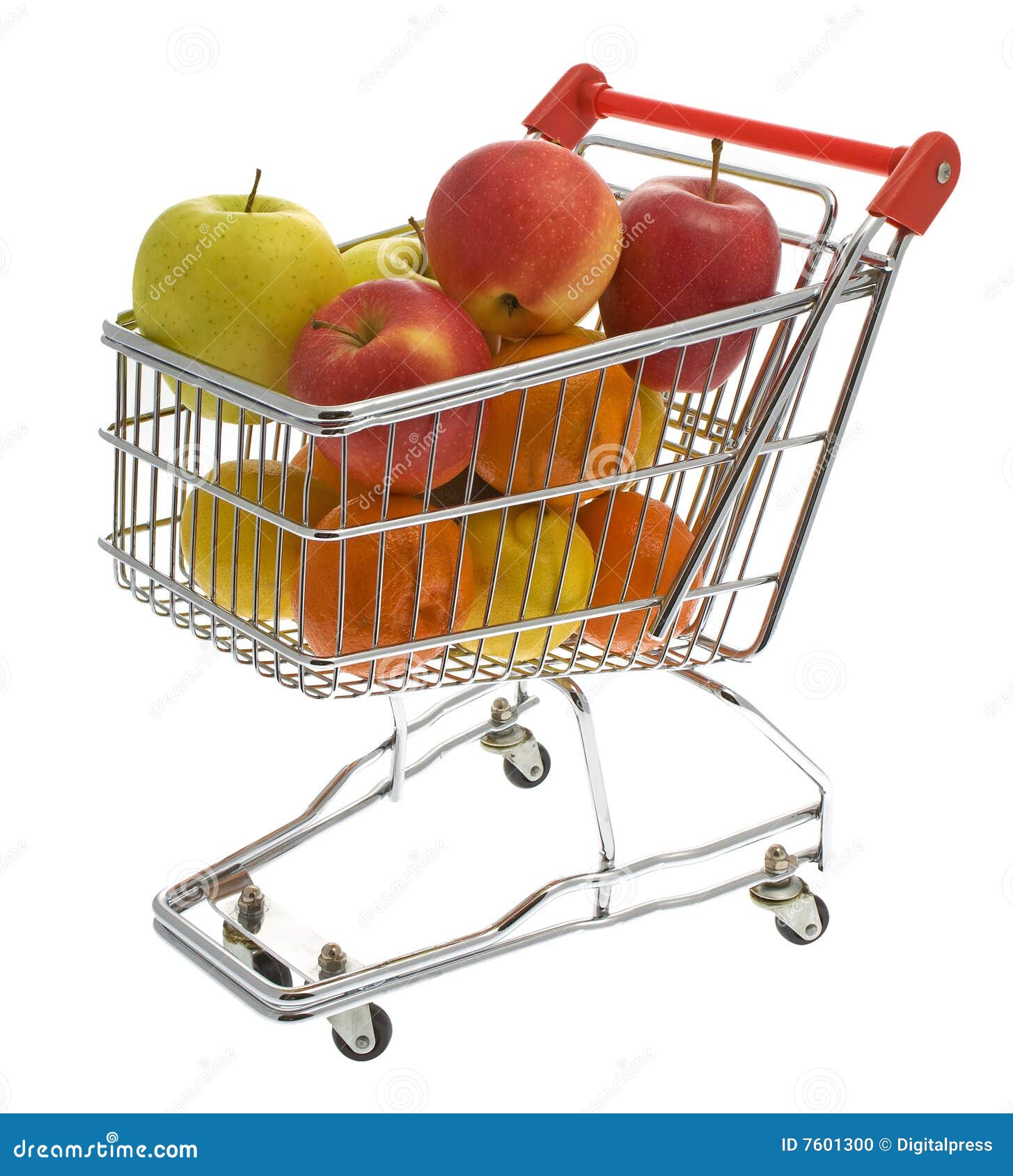 Carro De Compras Con La Fruta En Supermercado Imagen de archivo