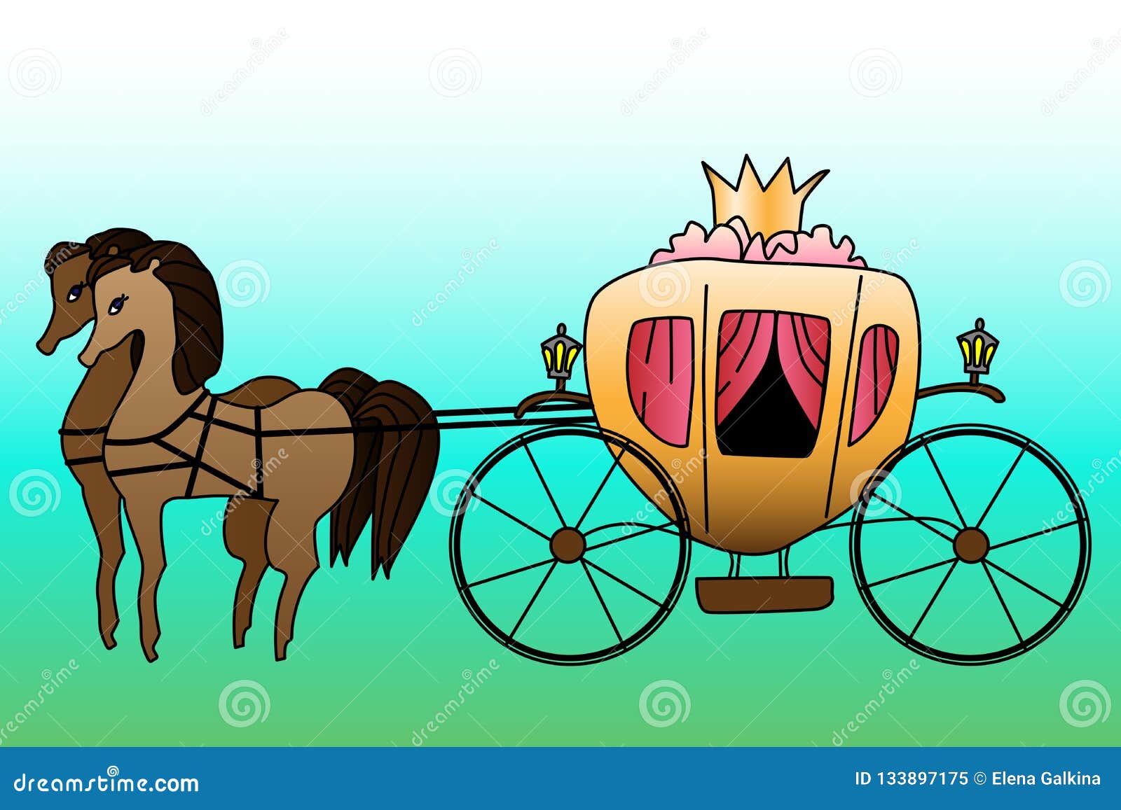 Carriage For Princess Isolated Illustration. Vector Coloring Page ...