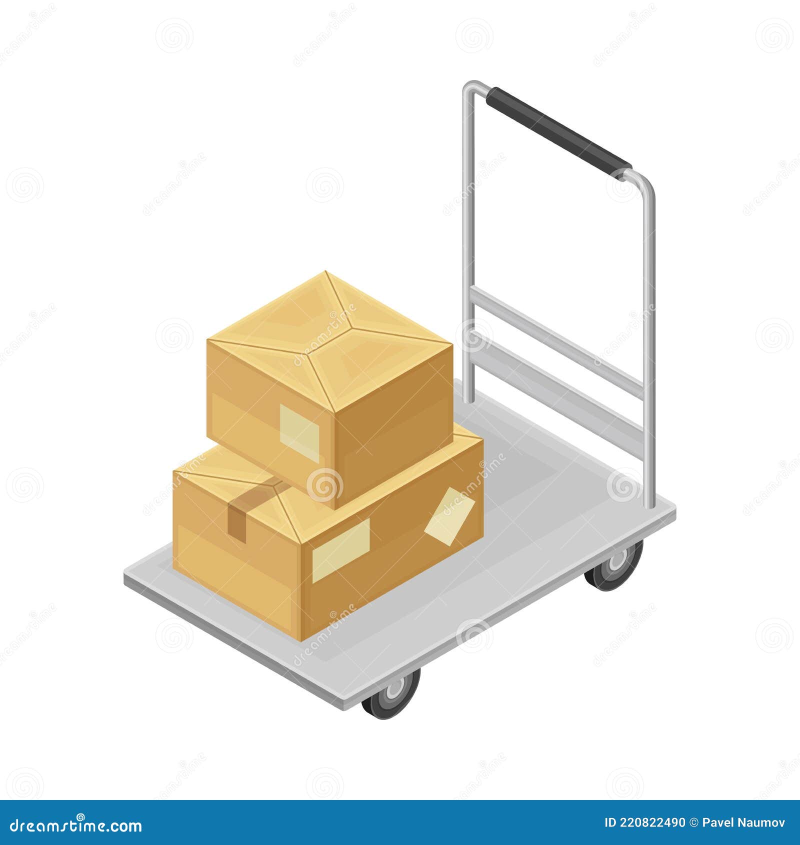 Carrito De Mano Con Cajas De Cartón Como área De Almacén Para El  Almacenamiento De Mercancías Y La Logística Ilustración del Vector -  Ilustración de recurso, carro: 220822490