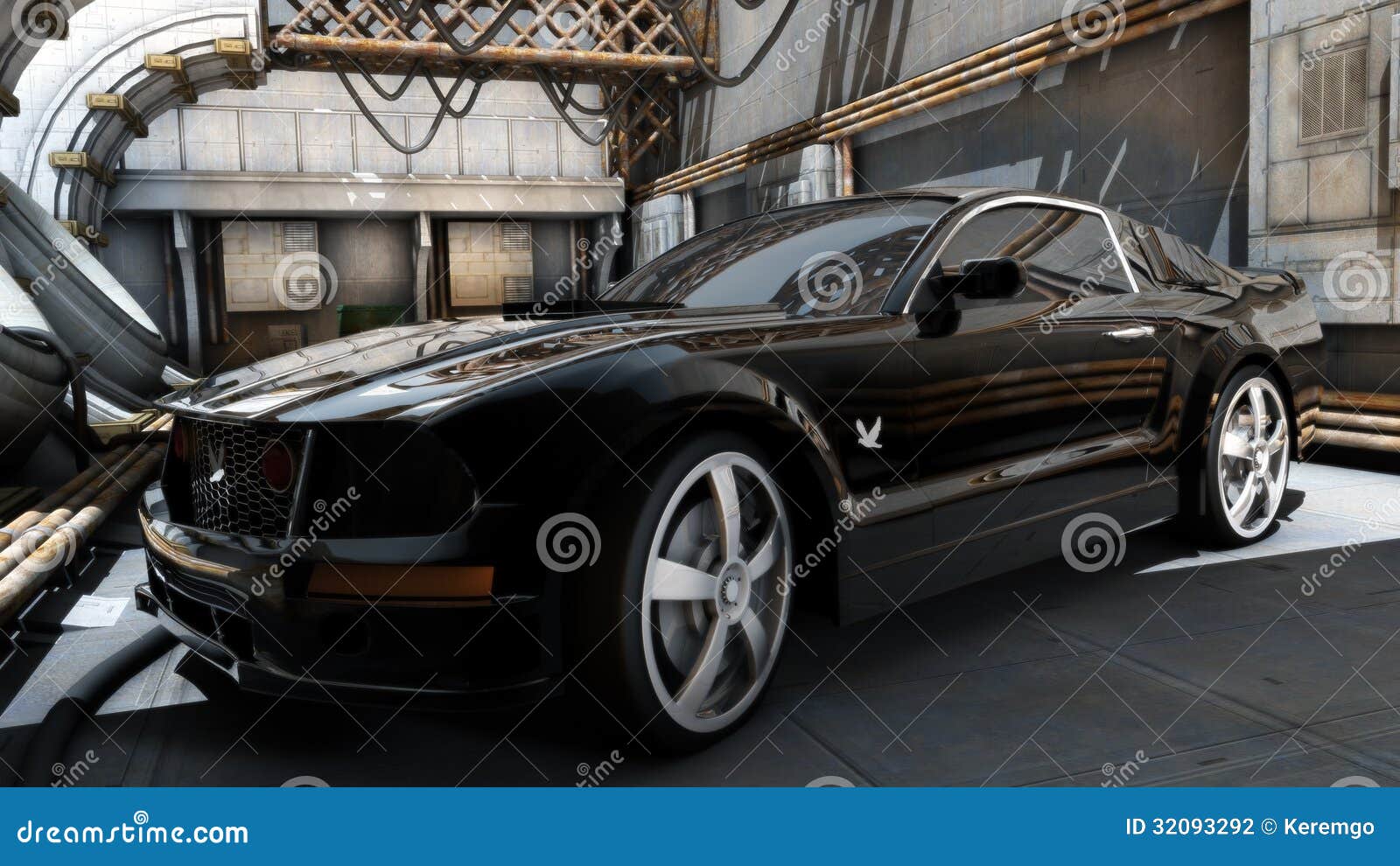 Carro De Esportes Preto Do Mustang Ilustração Stock - Ilustração de  doméstico, moderno: 32093292, image size:1600x990