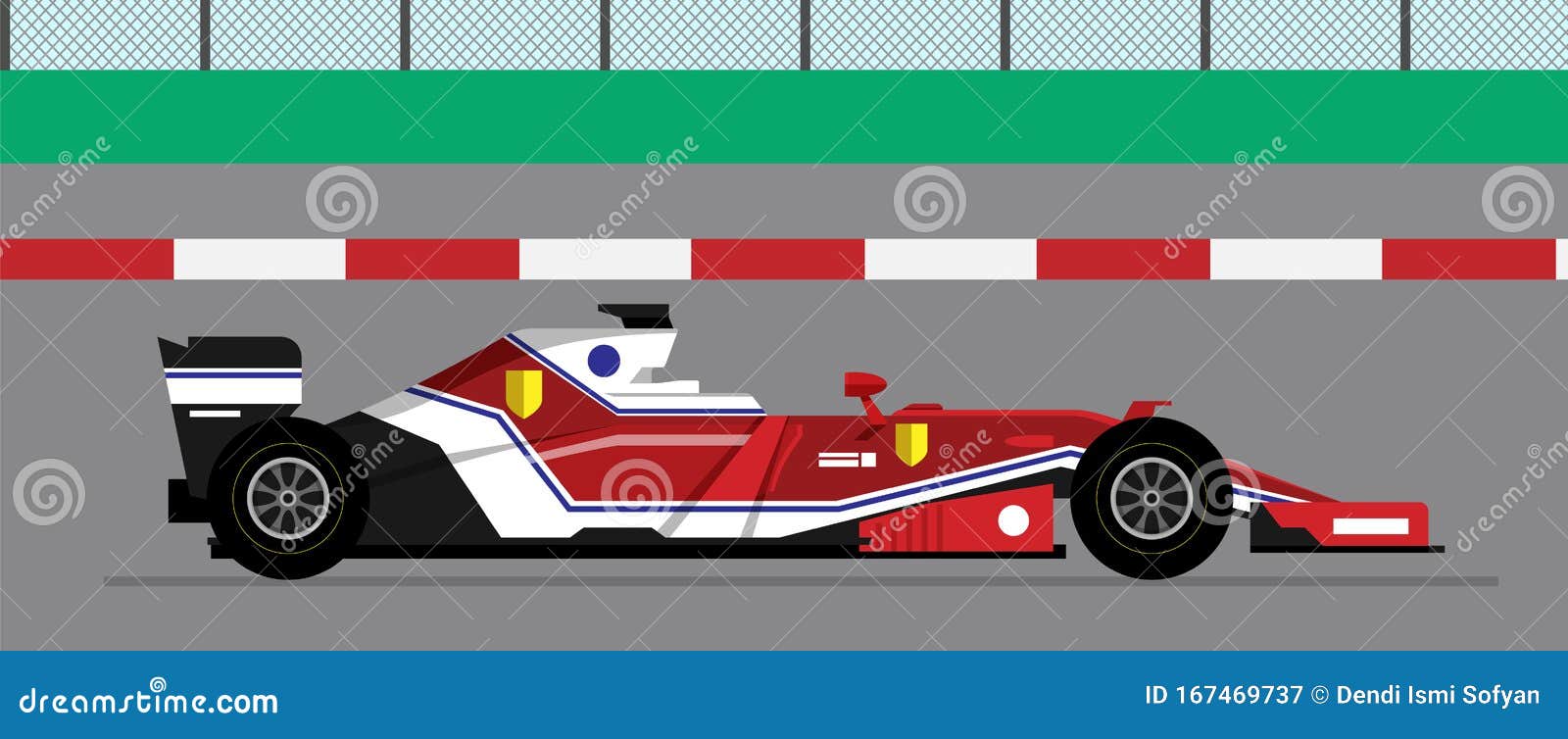 Carro vermelho de corrida dos desenhos animados modernos do vetor