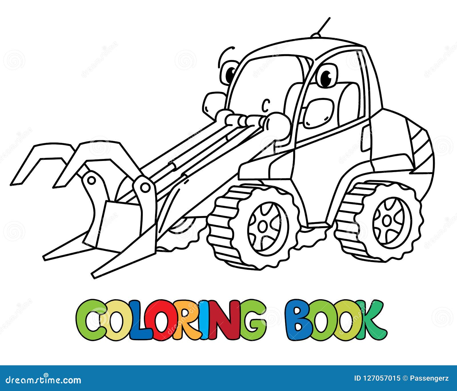 Engraçado grande trator pesado com olhos. Livro para colorir imagem  vetorial de passengerz© 328243598