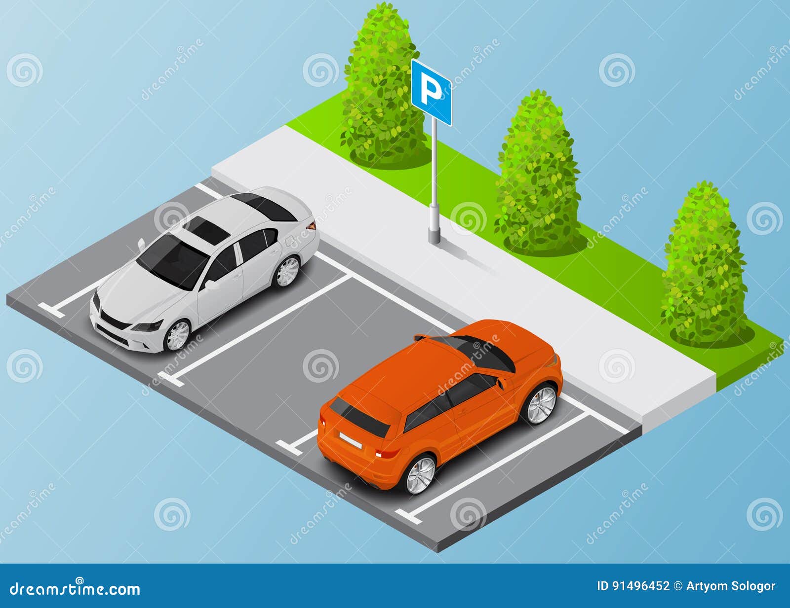 Campo De Futebol Isométrico Perto Do Estacionamento Do Carro