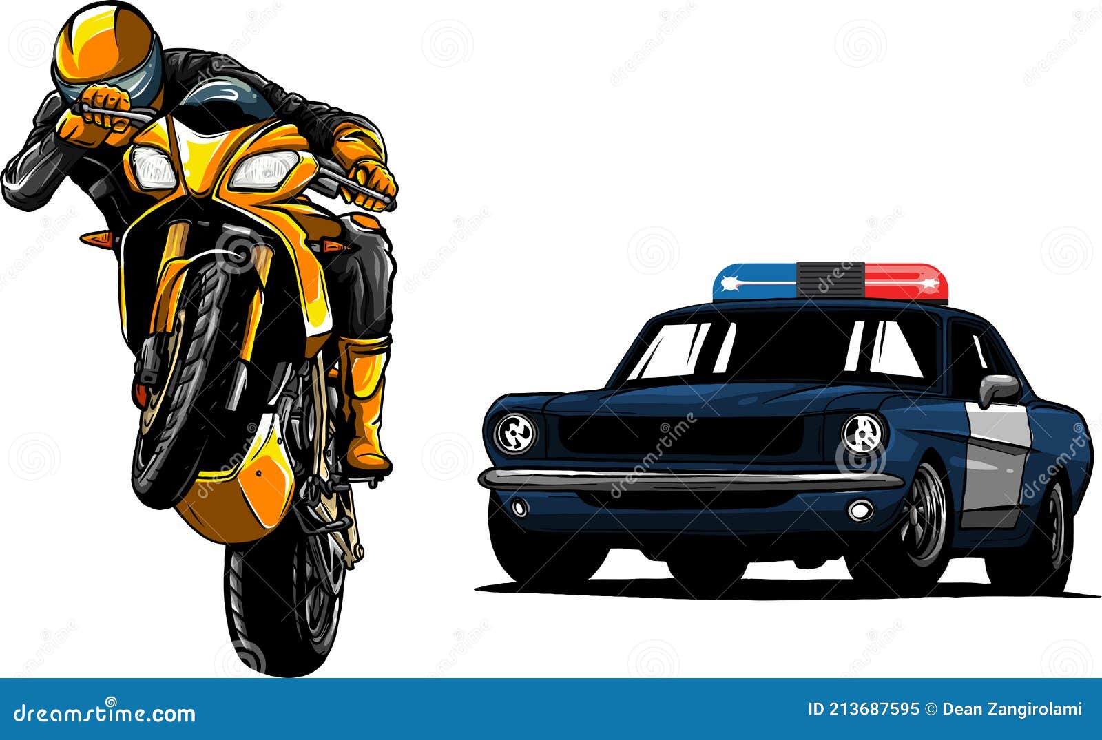 Desenhos Animados Cena Perseguição Policial Moto Policial