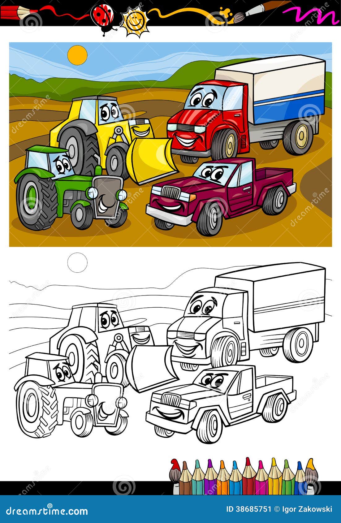 Desenhos para colorir de desenho de um acidente de carro para