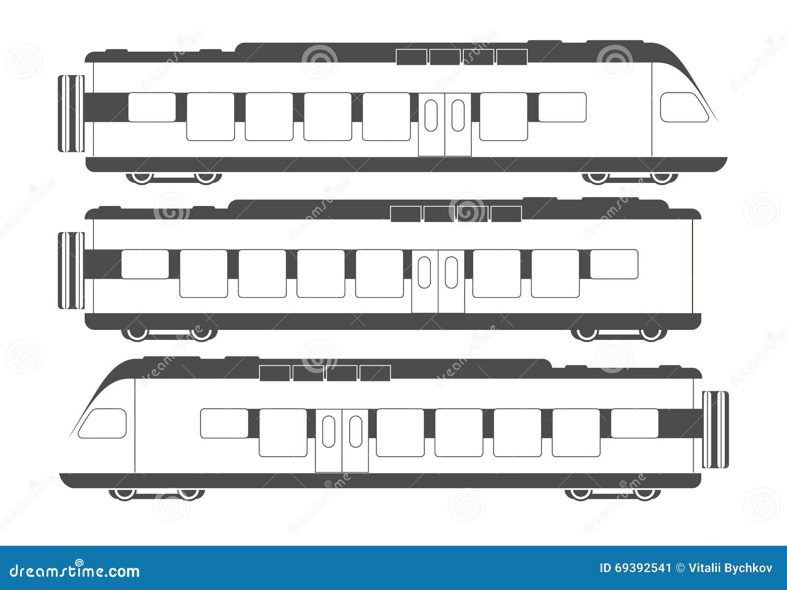 Carros Planos Del Tren De Pasajeros Ilustración del Vector