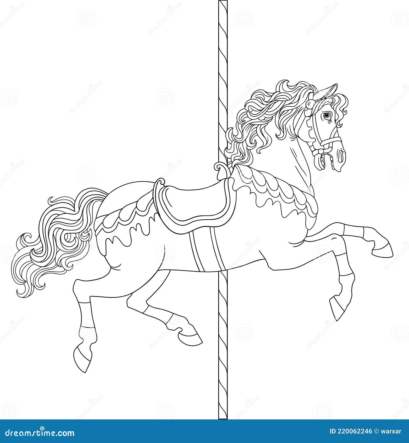 Desenho de Cavalo de carrossel para colorir