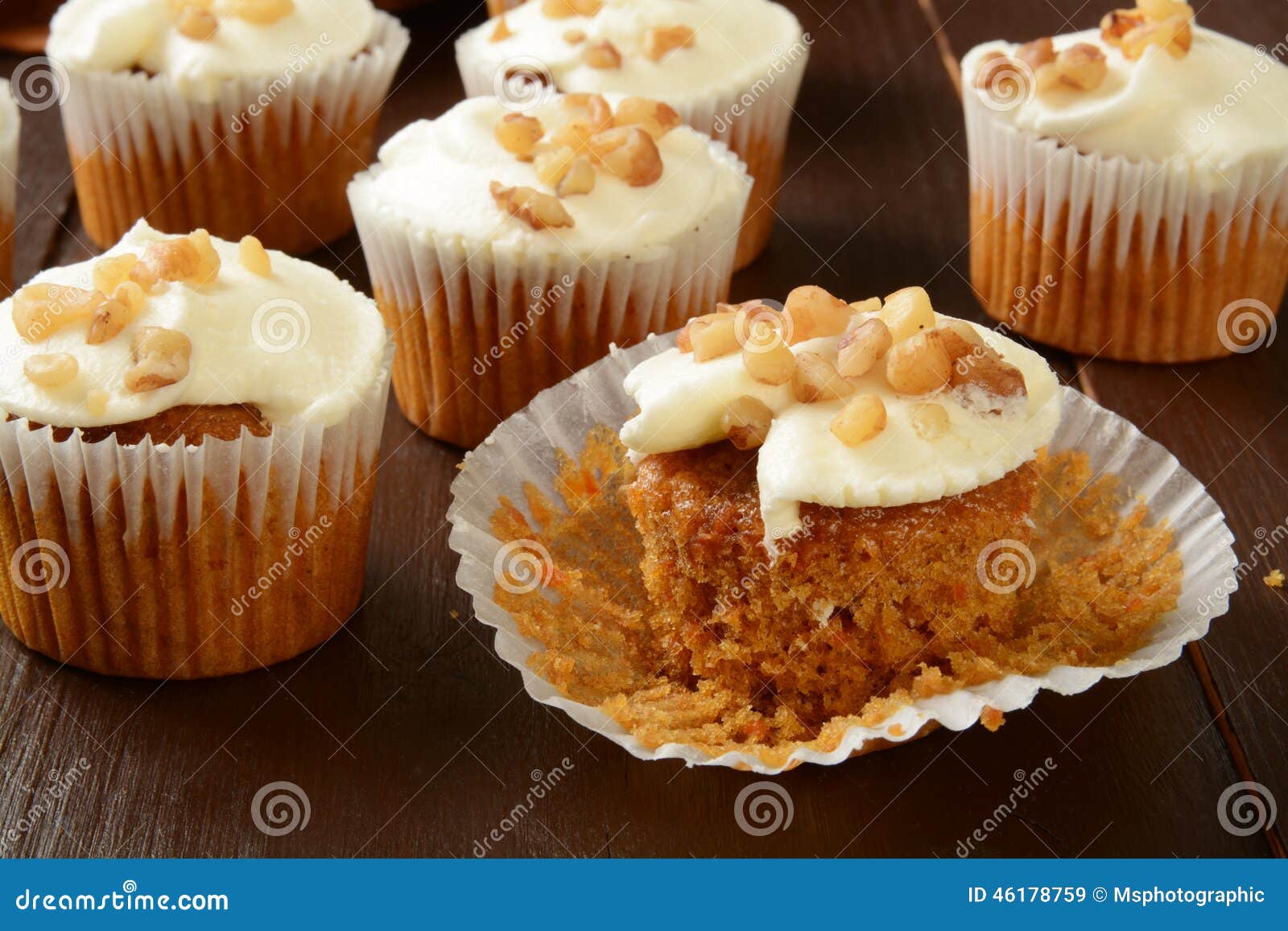 Carrot cupcakes with nuts stock image. Image of mini 46178759