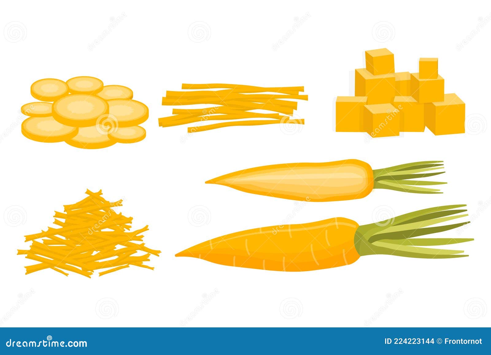 Premium Vector  Carrot cut in sticks dice and slice food cooking concept  illustration