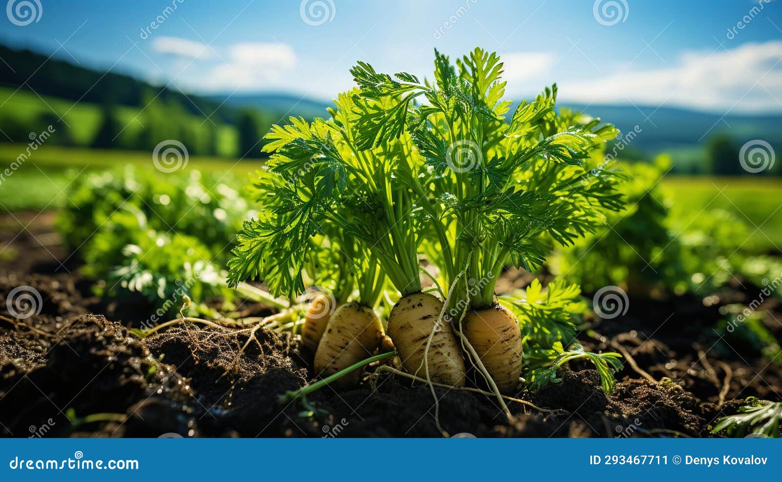 Carrot Greens in High Quality Fields for daily Nutritional Needs