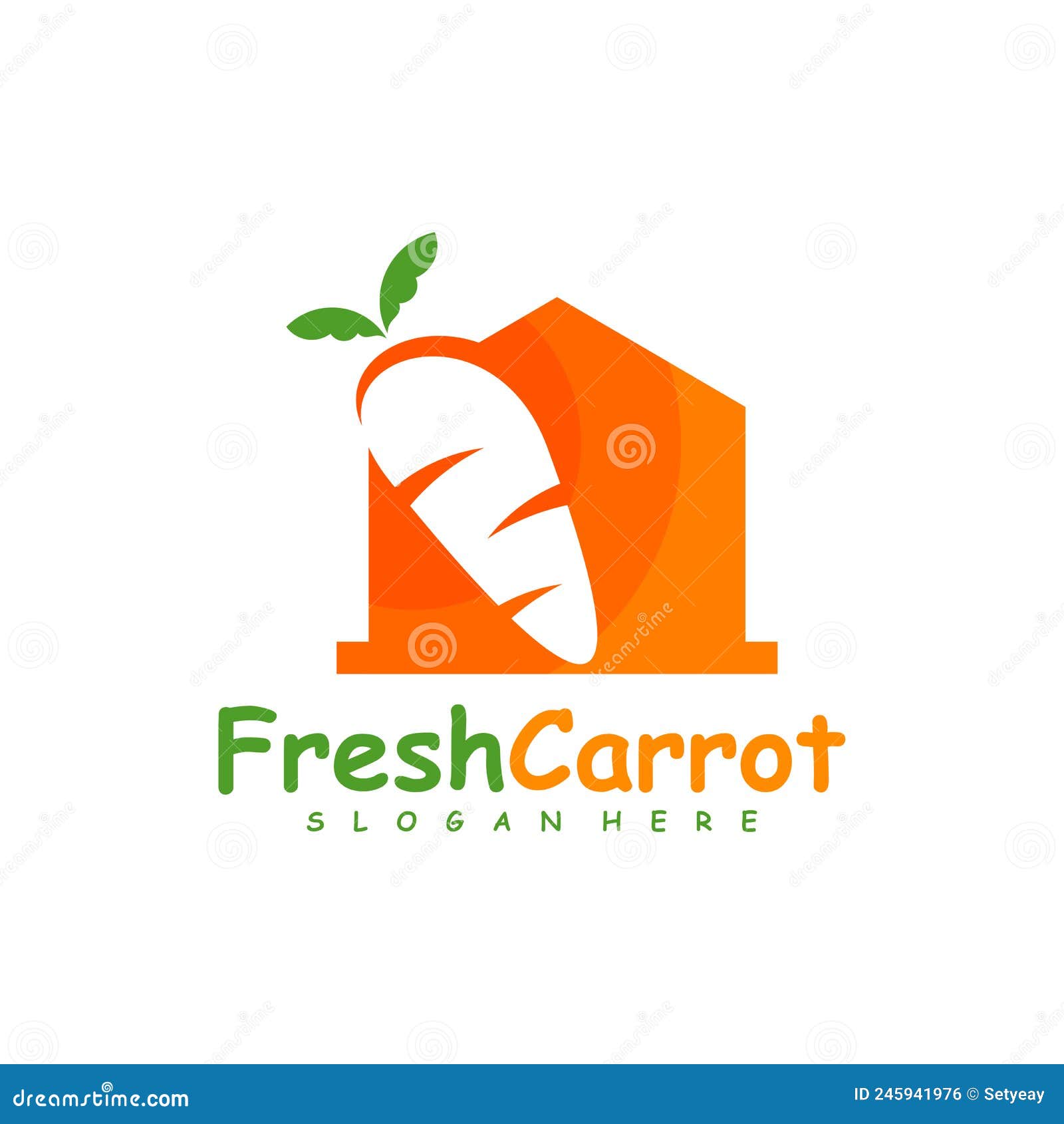 Carrot House Logo Design Vector, Creative Carrot Logo Design Template