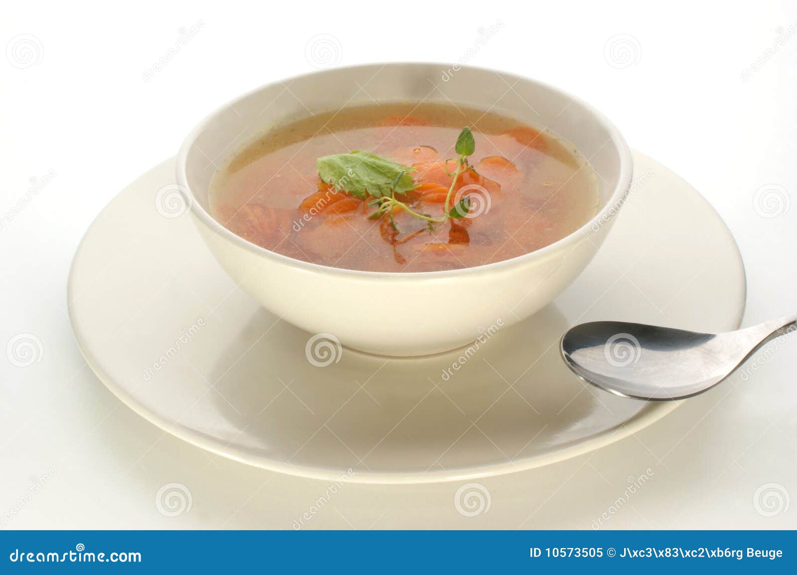 Carrot Soup with Organic Herbs in a Bowl Stock Image Image of