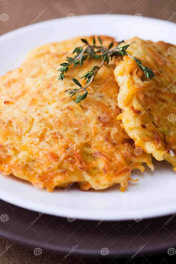 Carrot and Zucchini Pancakes Stock Image Image of food, potato 19619643