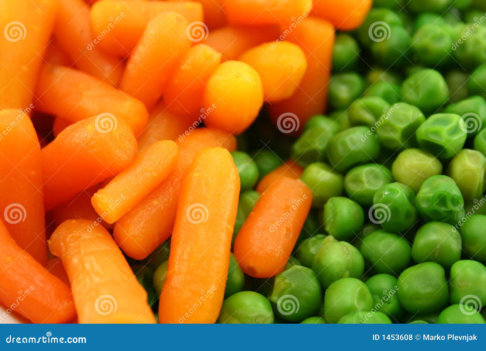 Carrots and green peas stock photo. Image of meal, health 1453608