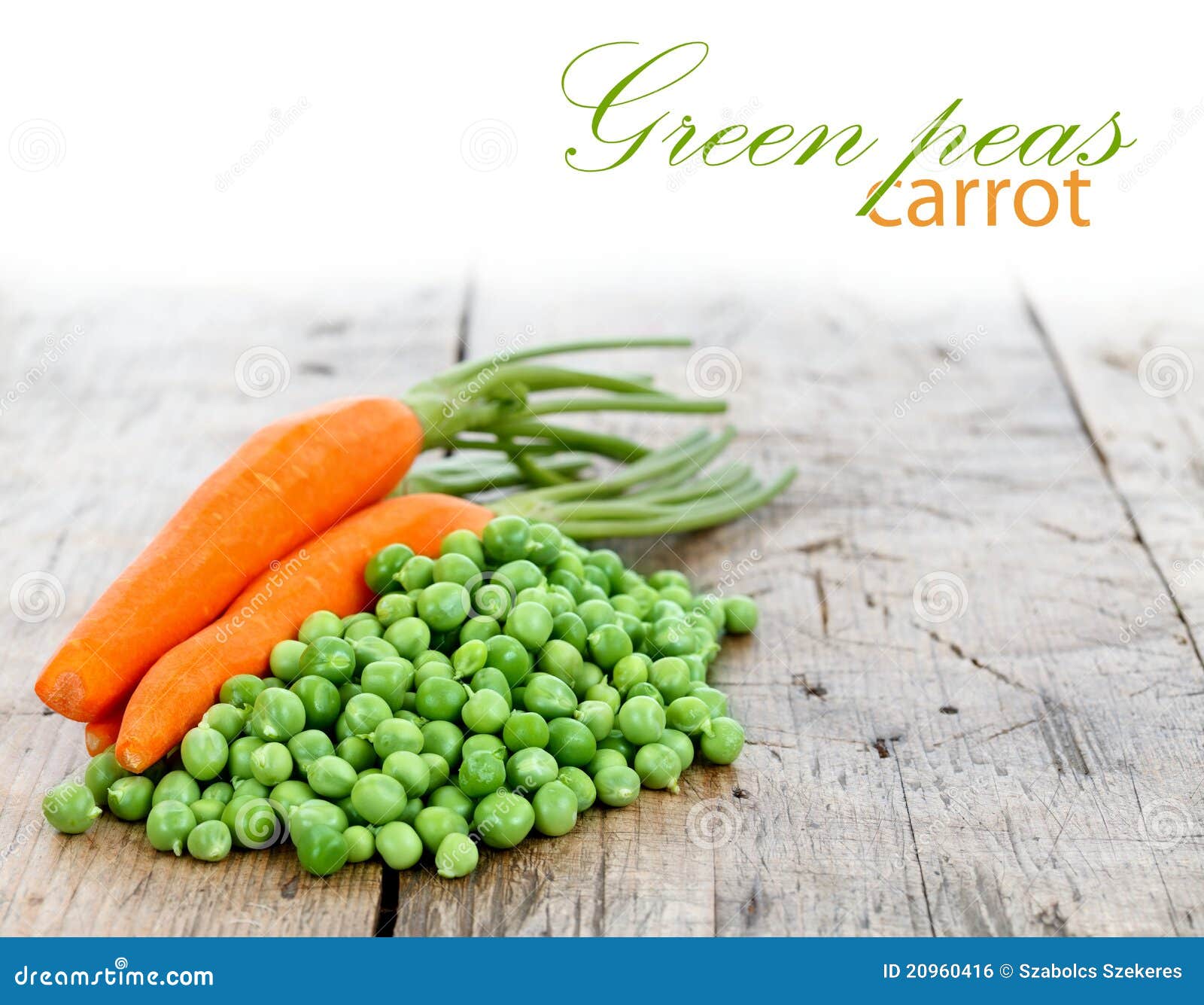 Carrots and green peas stock photo. Image of idea, table 20960416