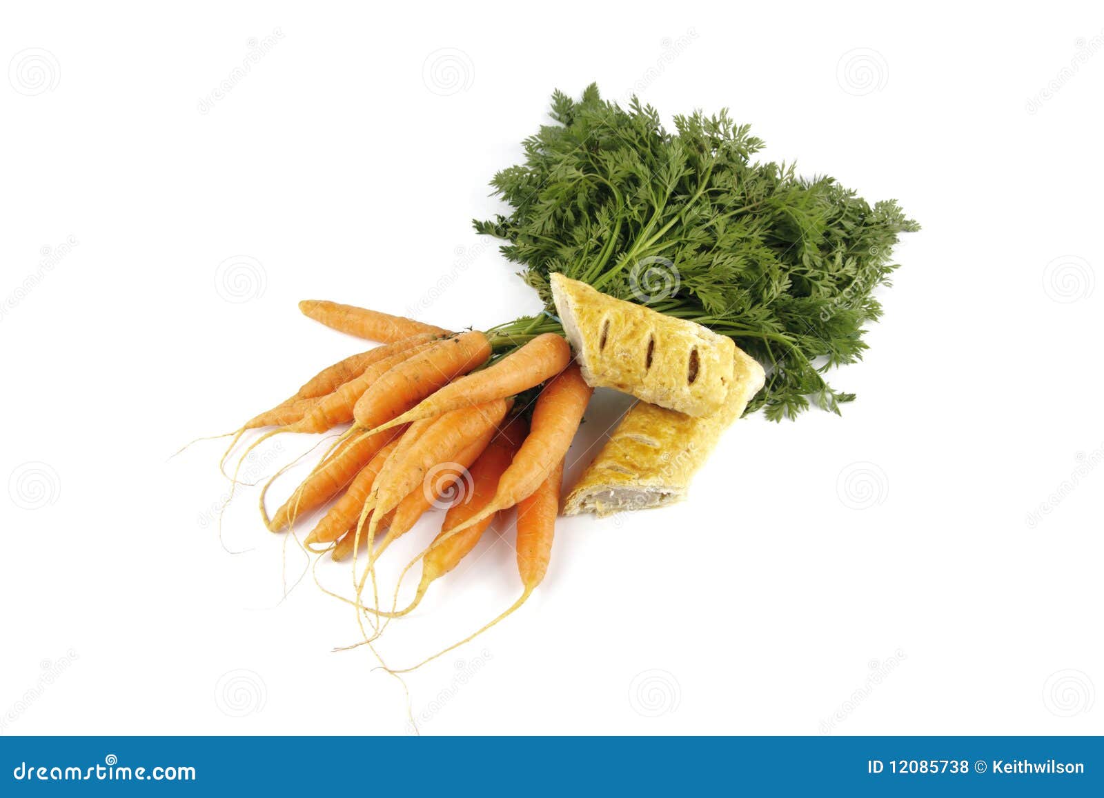 Carrots and Sausage Roll stock photo. Image of harvest 12085738