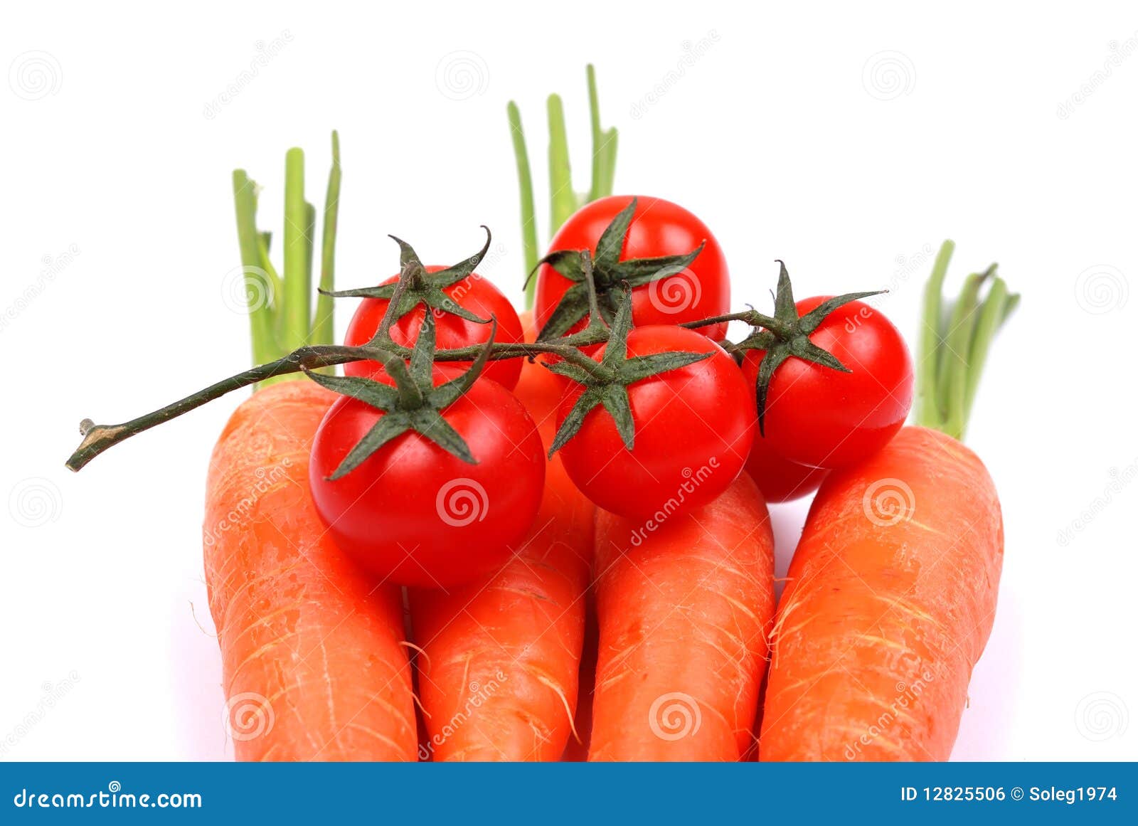 The Carrots and Tomatoes on White Stock Photo Image of ripe, group