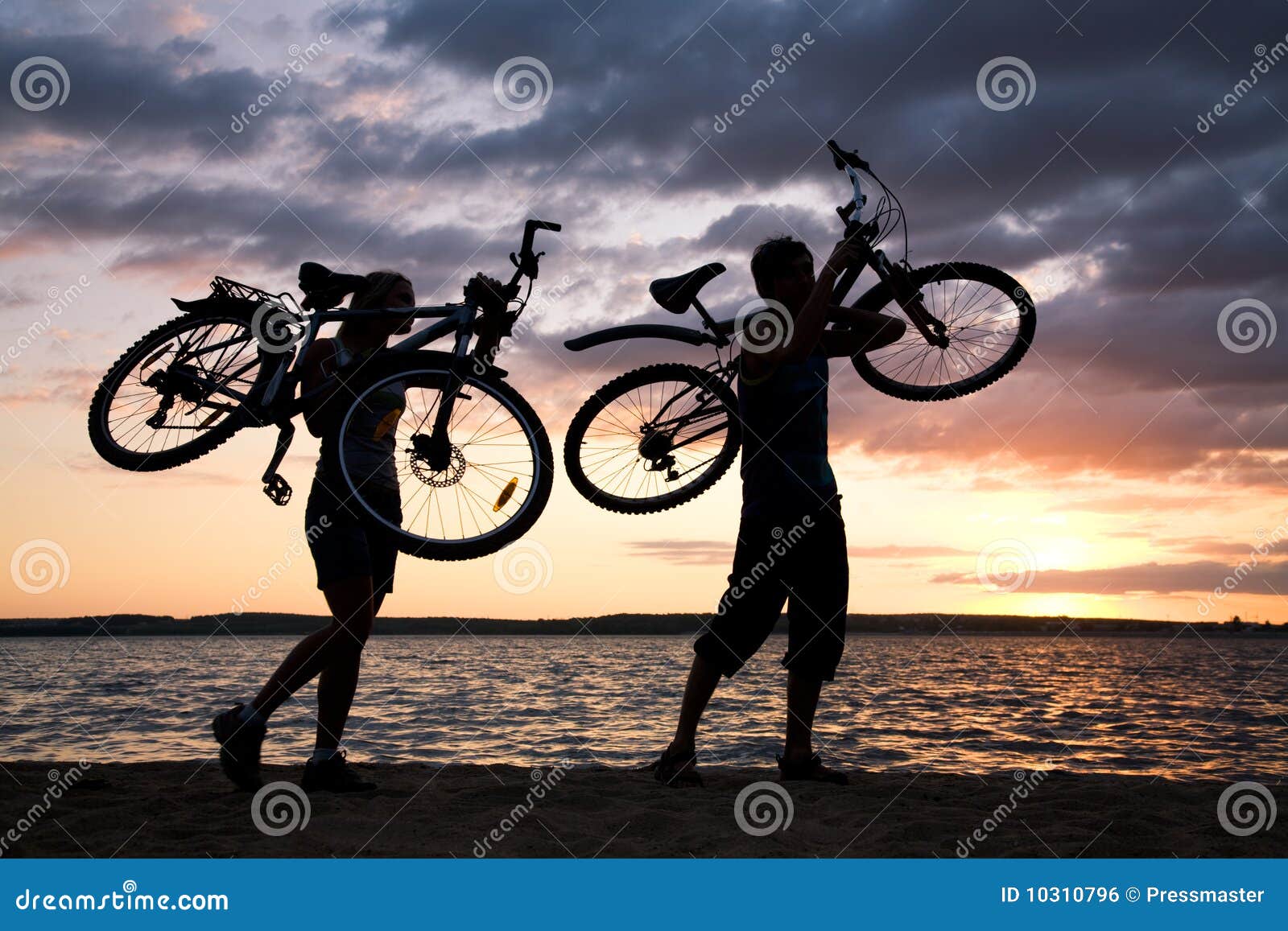 Carrying bikes stock photo. Image of people, outline 10310796