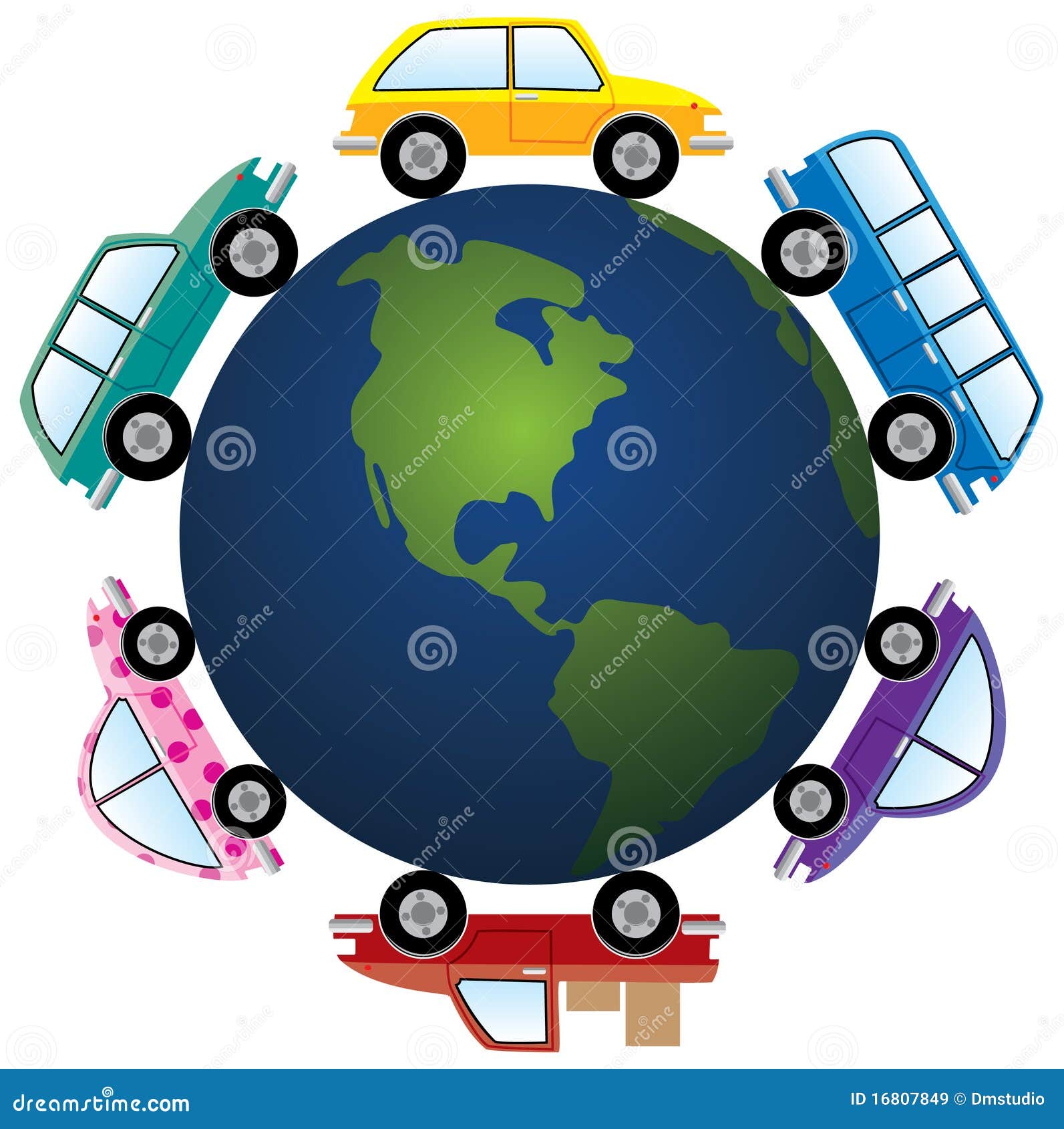 Cars around earth globe stock vector. Illustration of global 16807849