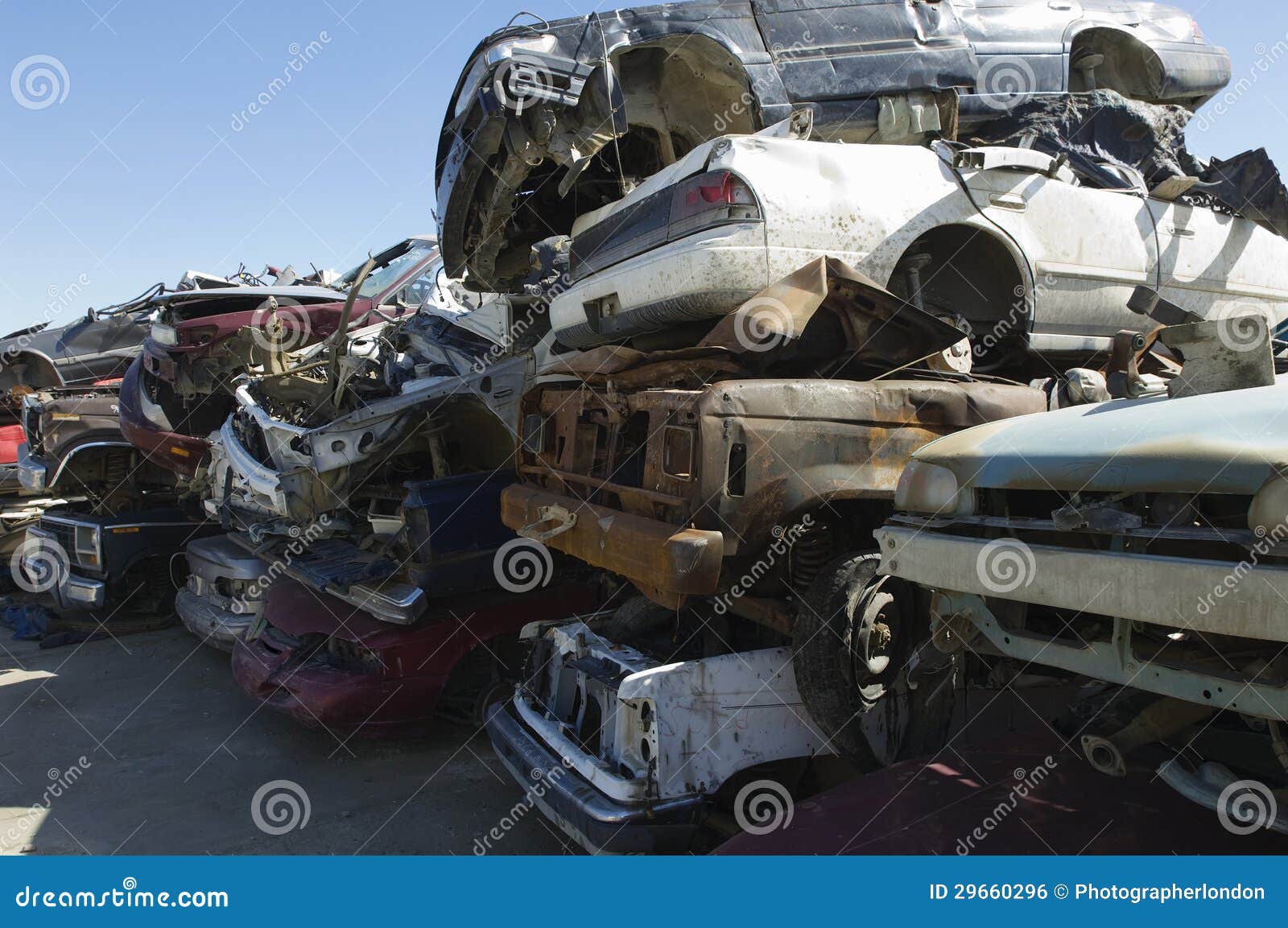 Cars in Junkyard stock photo. Image of stack, crash, damage 29660296