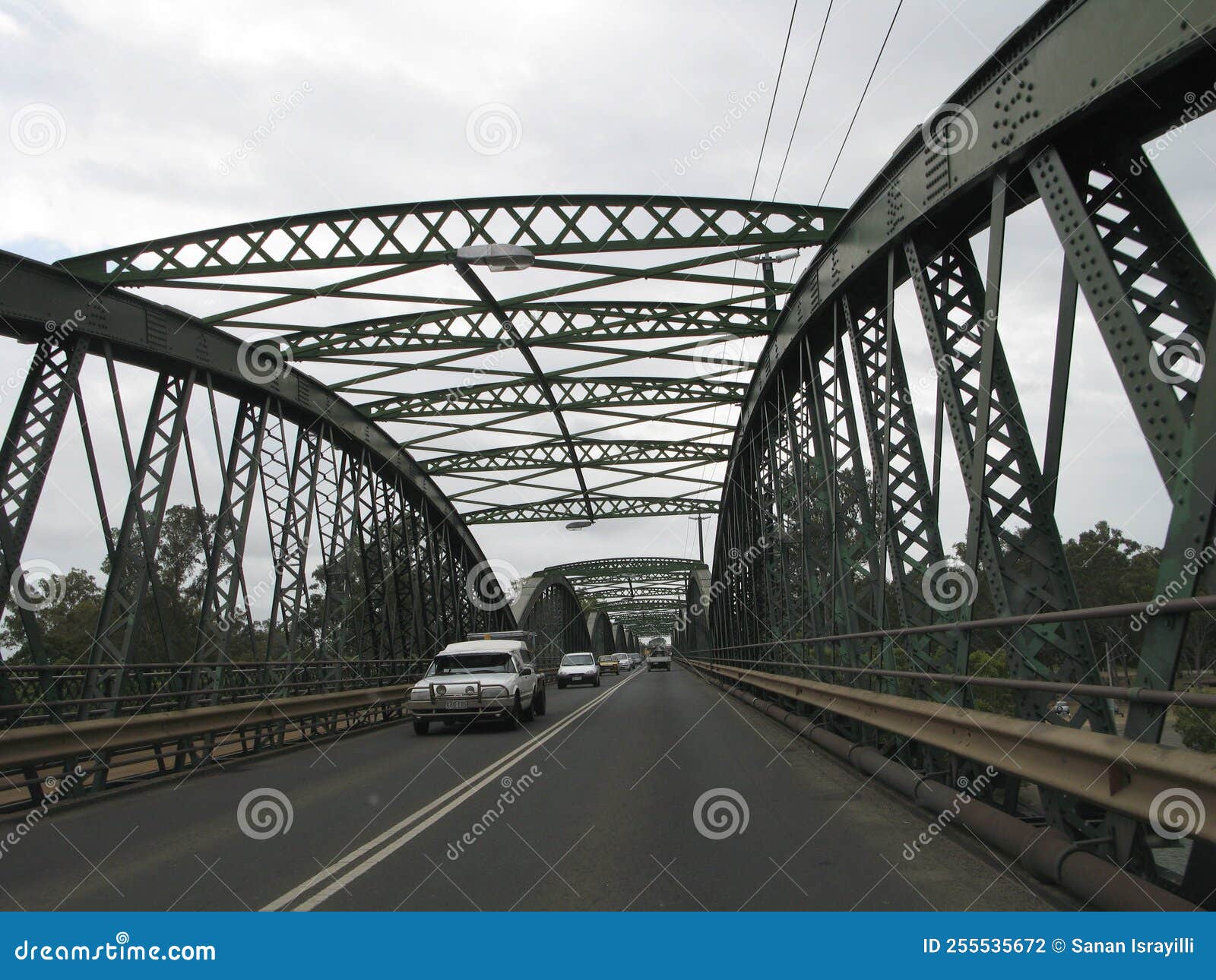 Cars on a metal bridge editorial photography. Image of metal 255535672