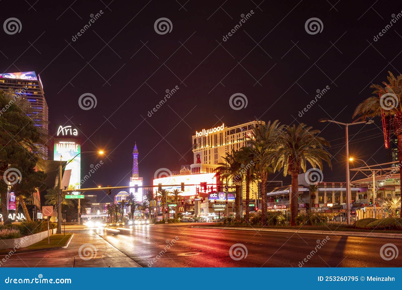 Cars by Night at the Las Vegas Strip in Las Vegas Editorial Image
