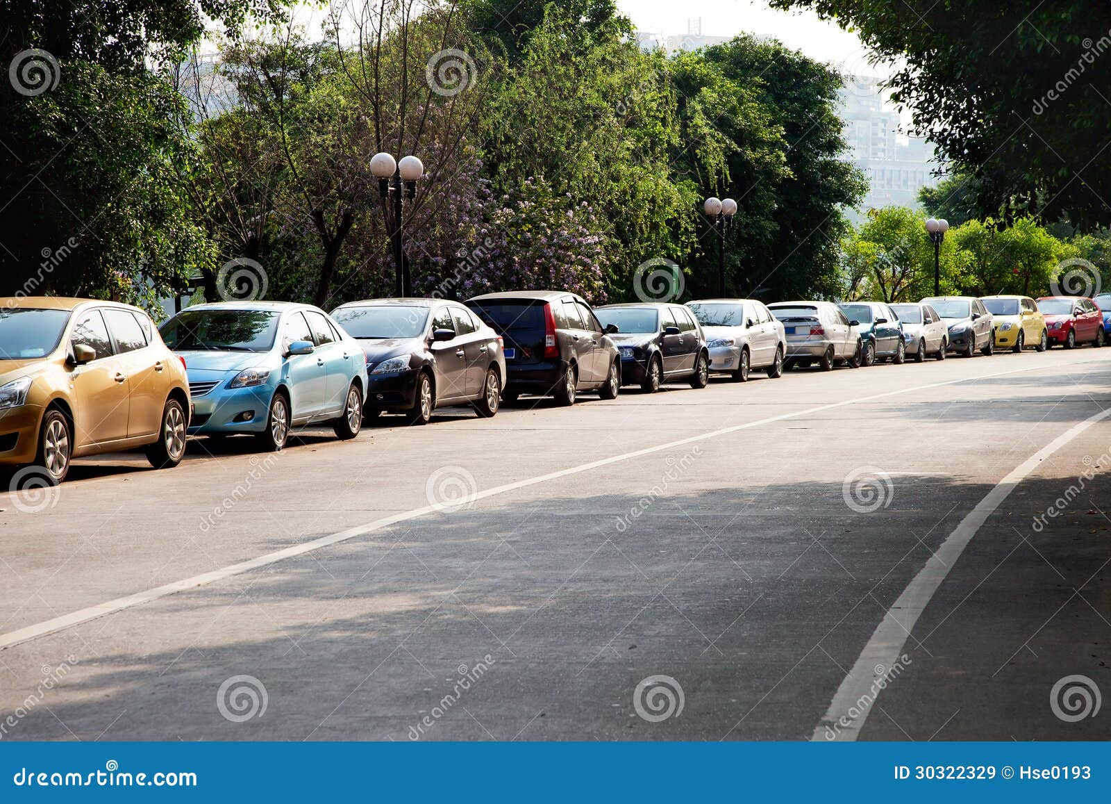 cars parked by the roadside