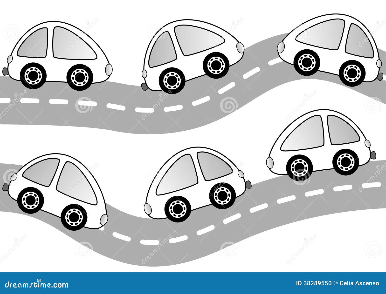 Download Cars On The Road Coloring Page Stock Illustration ...