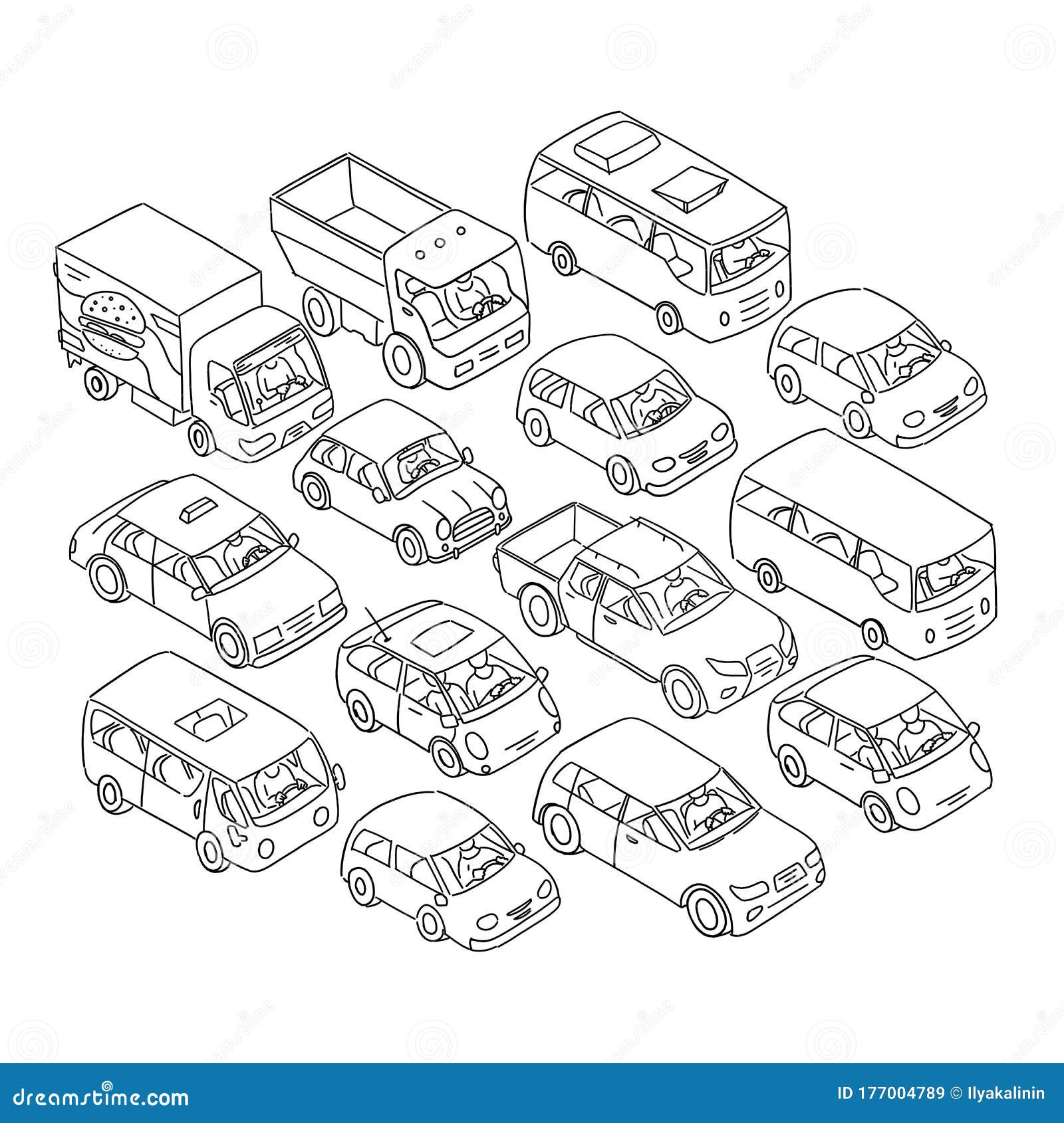 Sketch traffic jam car plug transport highway Vector Image
