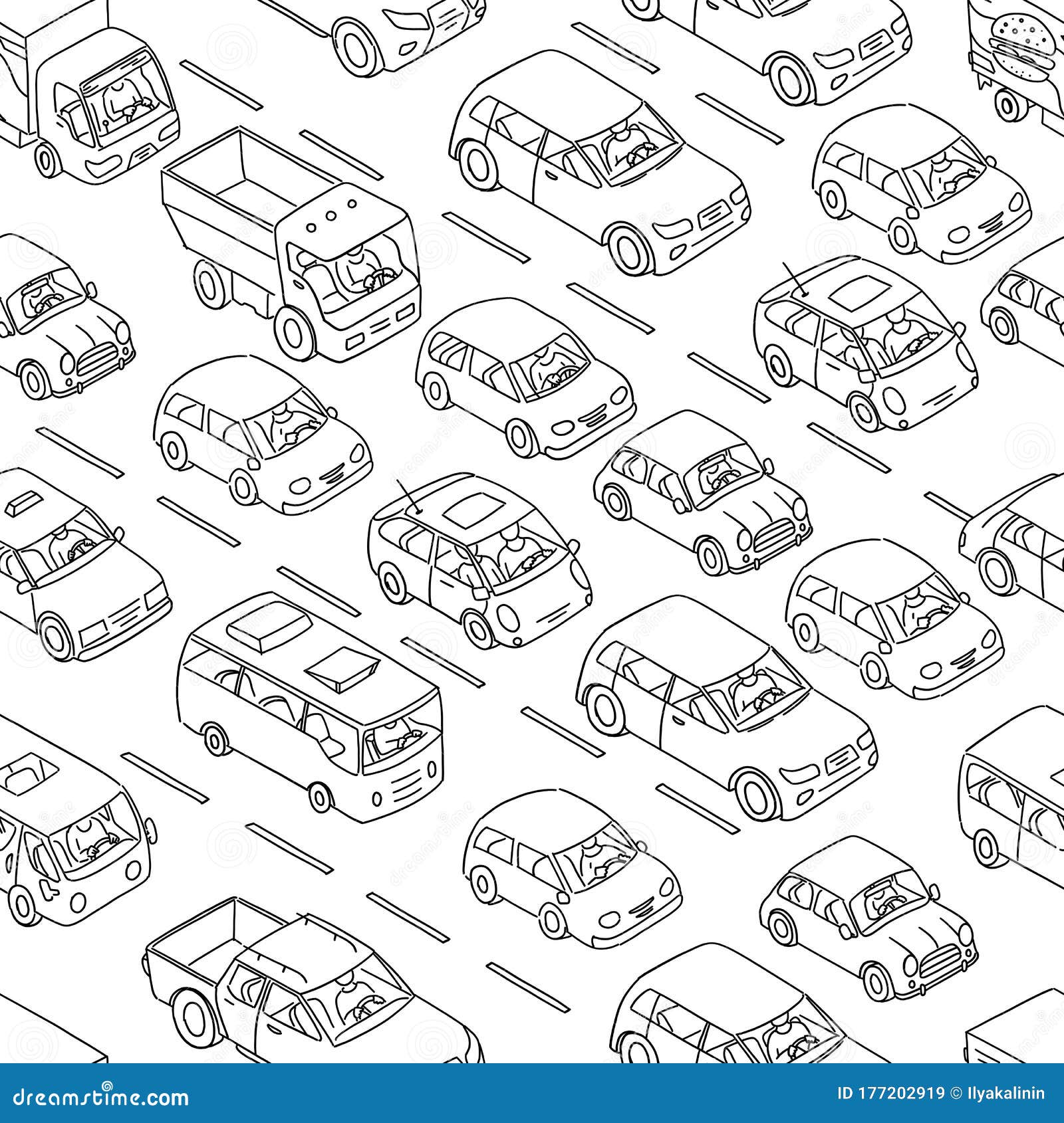 Traffic jam sketch, Art Print | Barewalls Posters & Prints | bwc10978246